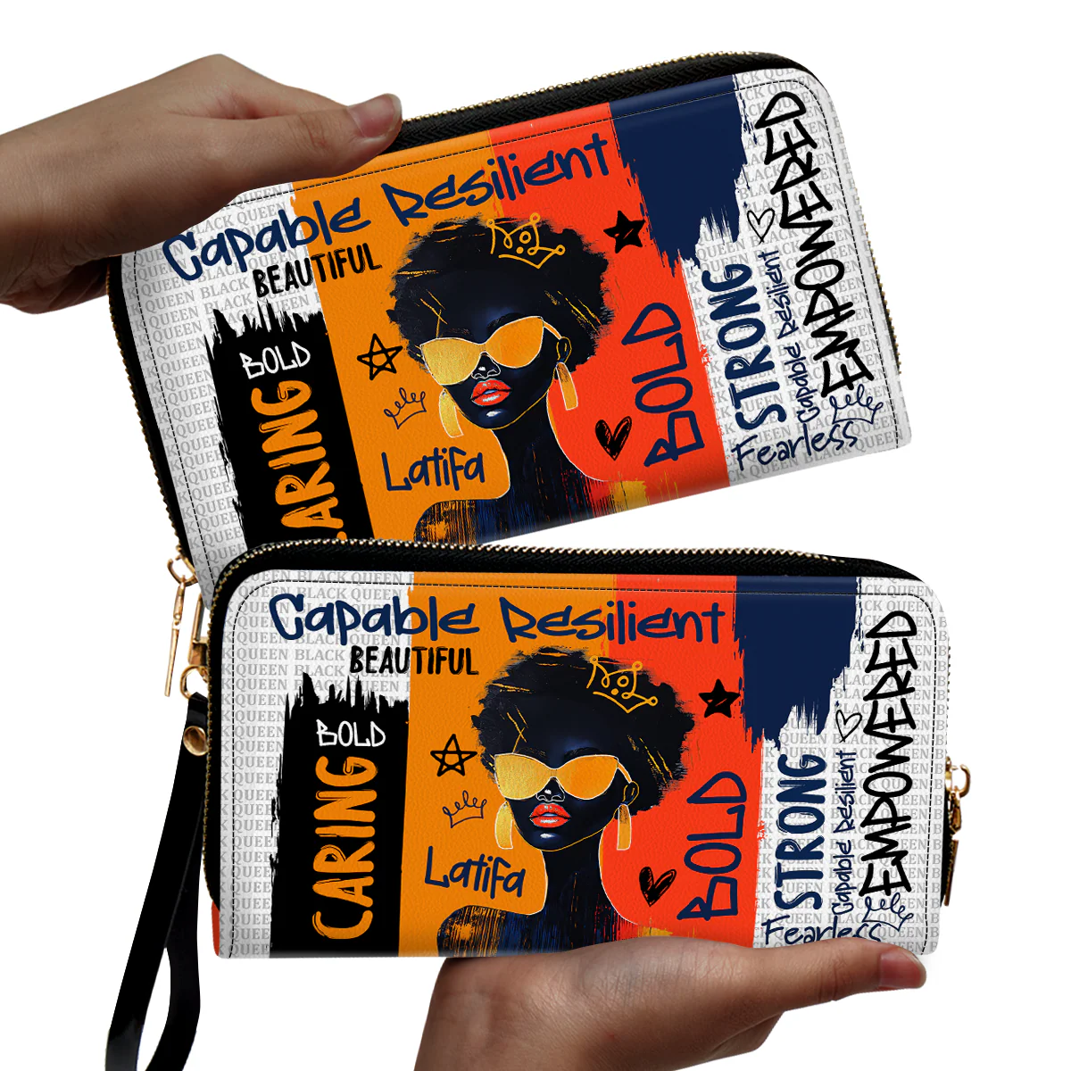 Black Queen Graffiti Style - Personalized Leather Wallet | HN02
