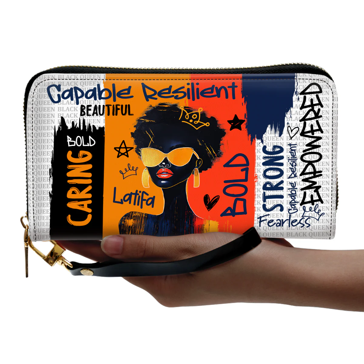 Black Queen Graffiti Style - Personalized Leather Wallet | HN02 - Image 3
