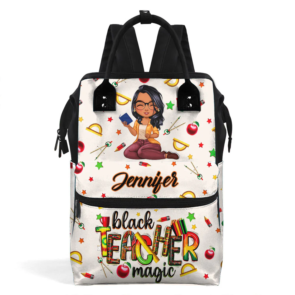 Black Teacher Magic - Personalized Duckbilled Backpack - Gift For Teacher | CLTC04 HN02