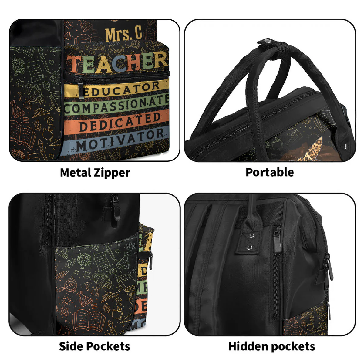 Black Teacher - Personalized Duckbilled Backpack - Back To School Gift For Educators | HH01 - Image 5