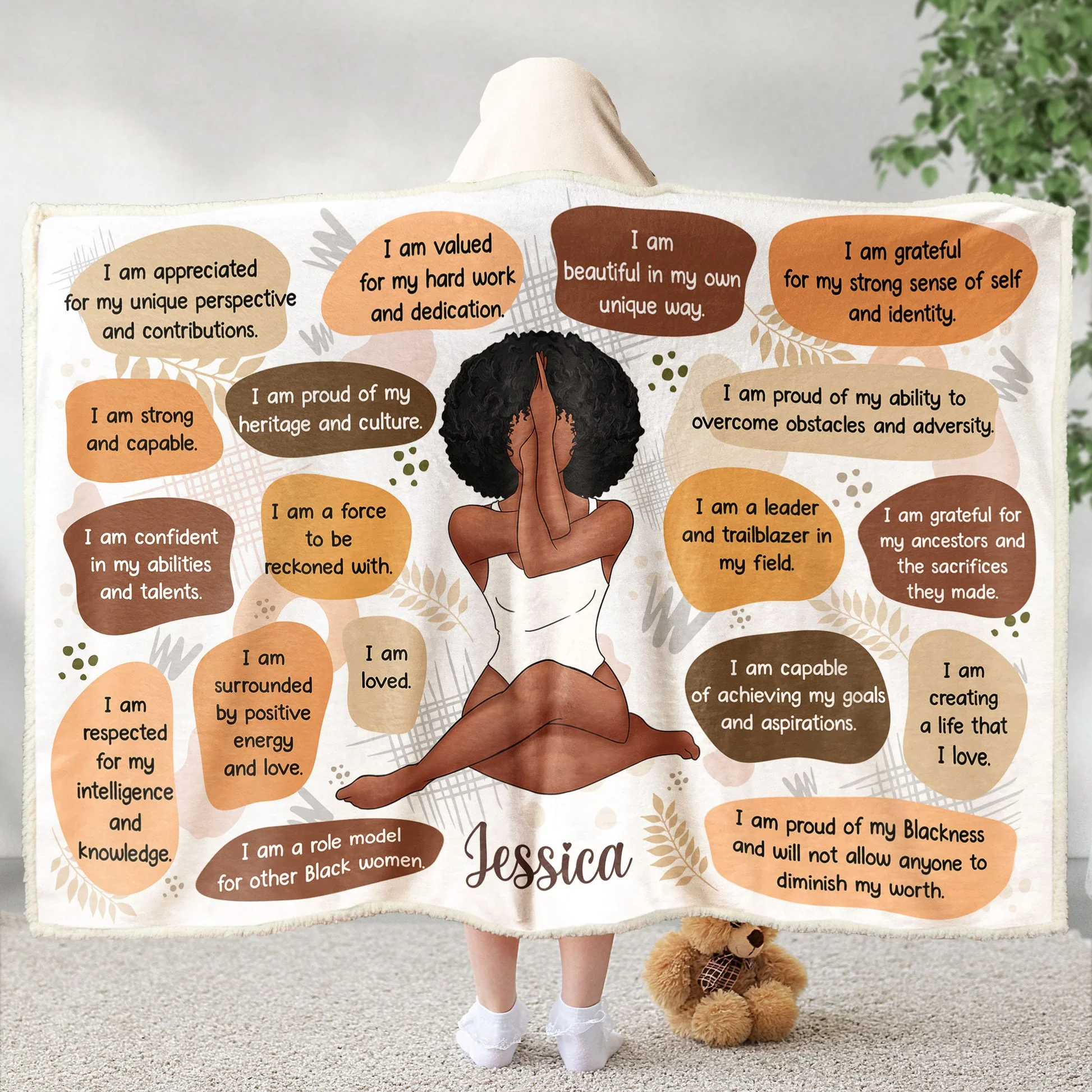 Black Woman Affirmations - Personalized Wearable Blanket Hoodie - Gift For Women | CLGOD02 HD95 - Image 5
