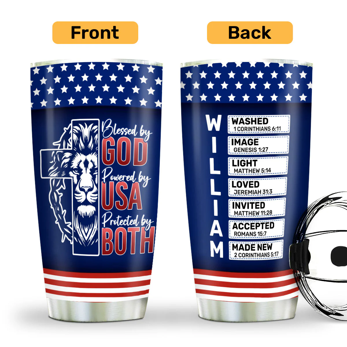 Blessed By God -  Personalized Stainless Steel Tumbler - Image 2