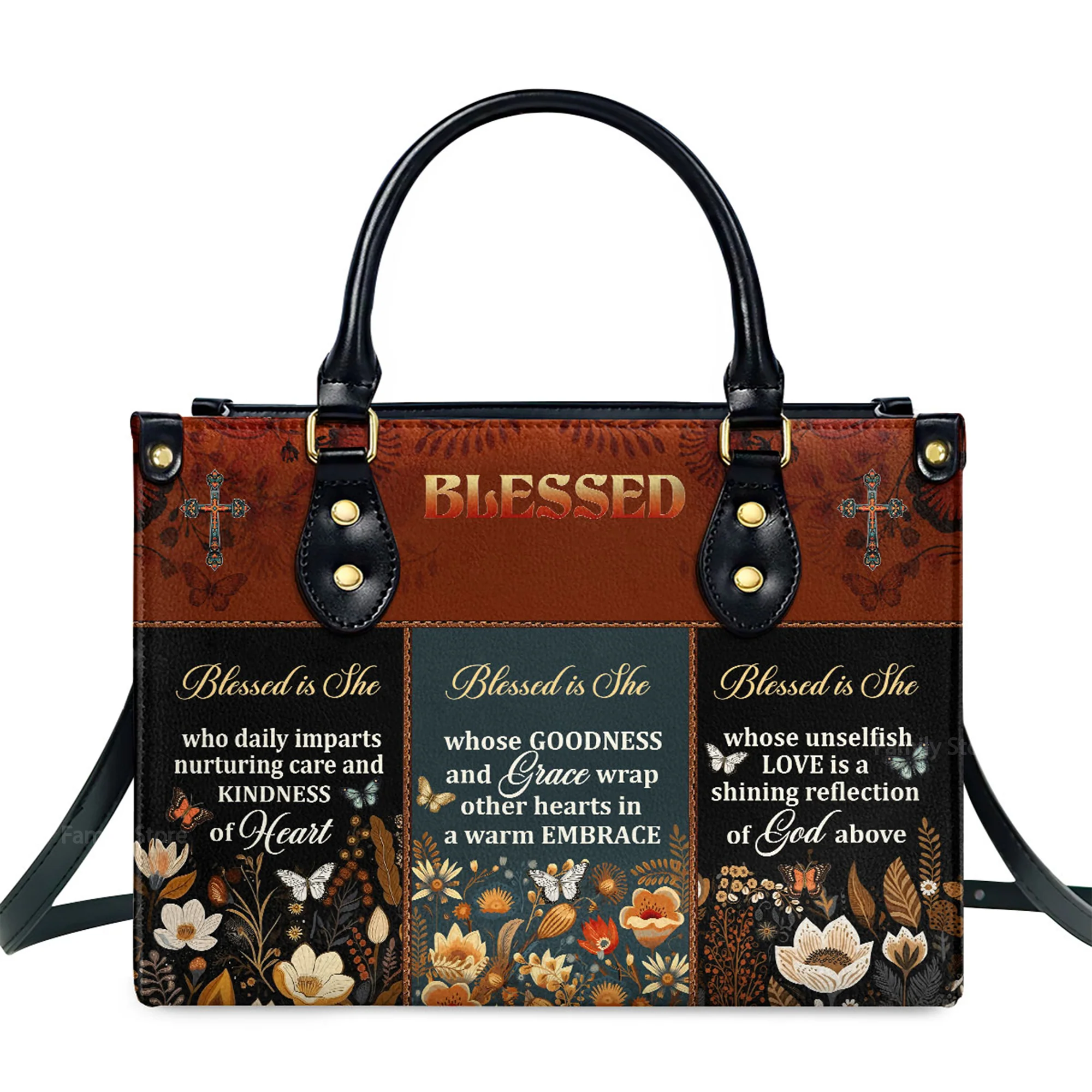 Blessed Is She - Awesome Personalized Leather Handbag - AT4080955 - Image 2