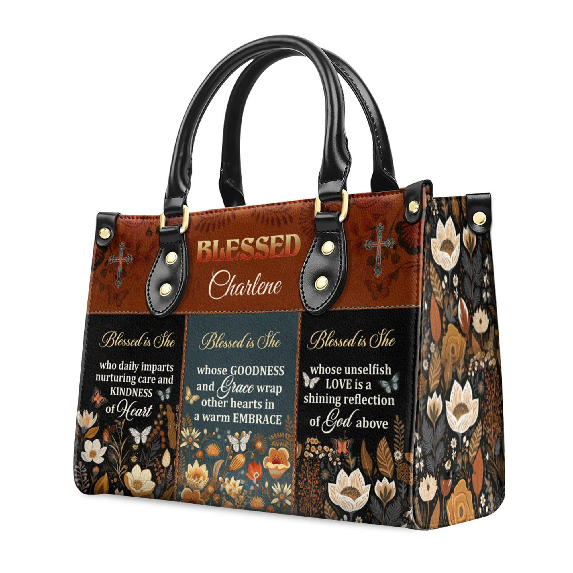 Blessed Is She - Awesome Personalized Leather Handbag - AT4080955 - Image 3