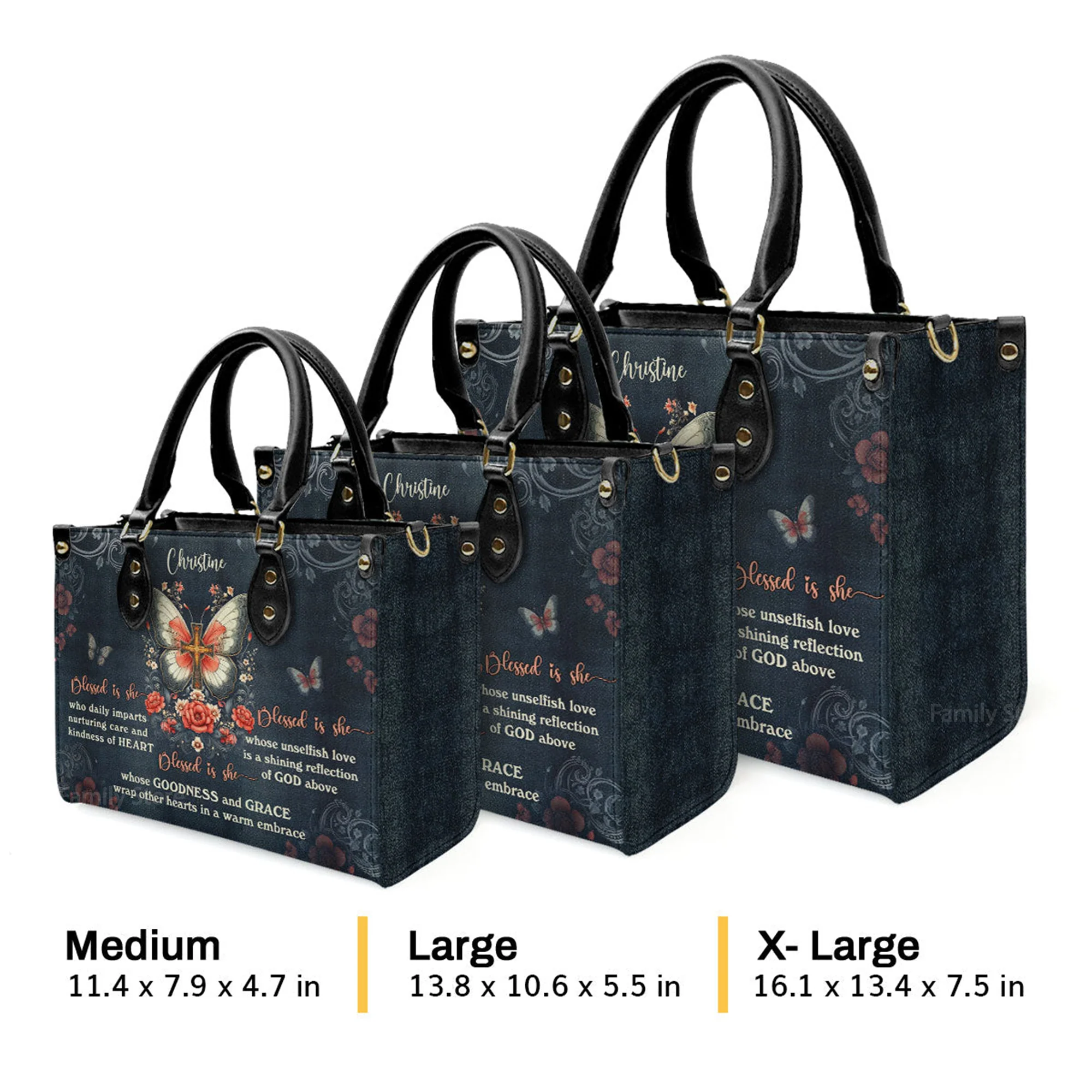 Blessed Is She - Thoughtful Gift For Christians - Personalized Leather Handbag With Handle - AT4080957 - Image 4