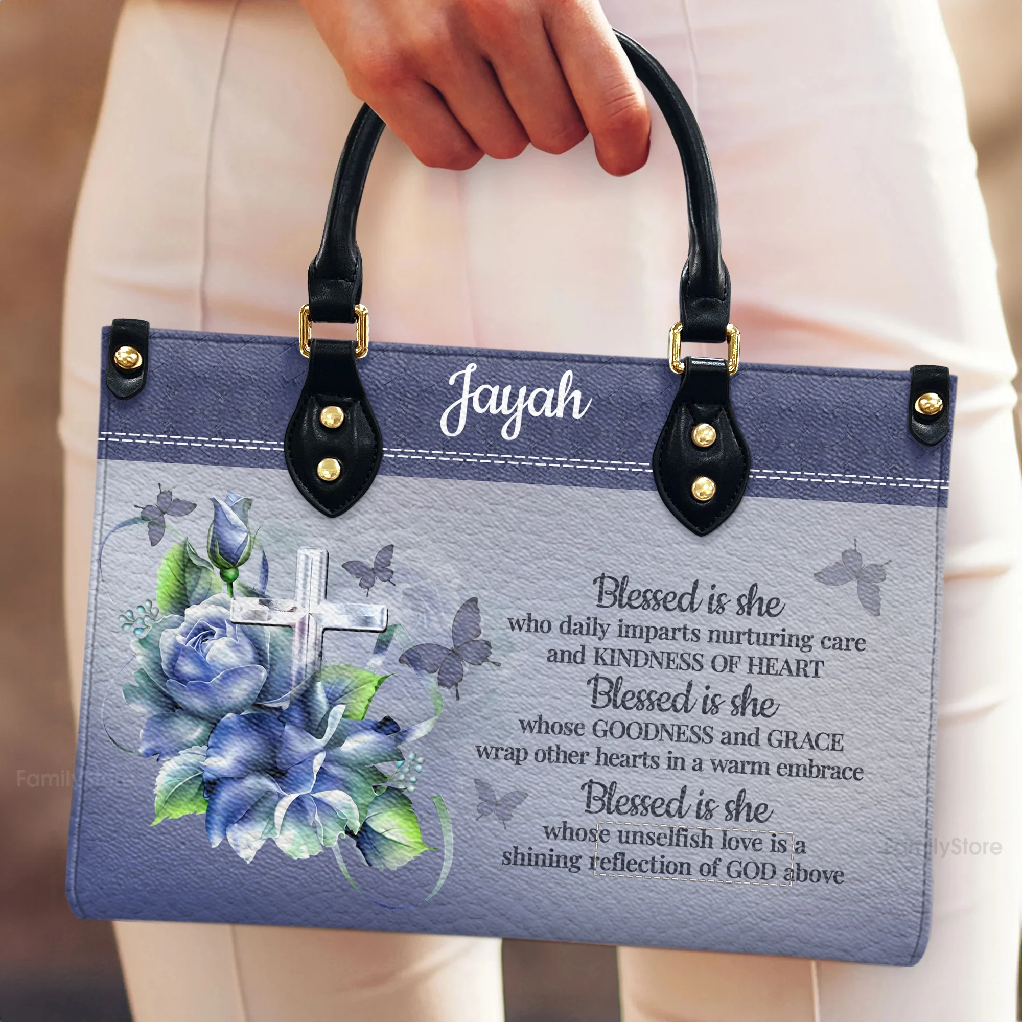 Blessed Is She Who Daily Imparts Nurturing Care And Kindness Of Heart - Personalized Leather Handbag - AT4080729 - Image 4