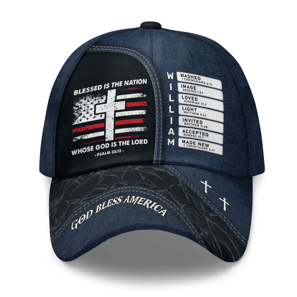 Blessed Is The Nation - Personalized Classic Cap - Christian Gift For Him BA01 - Image 3