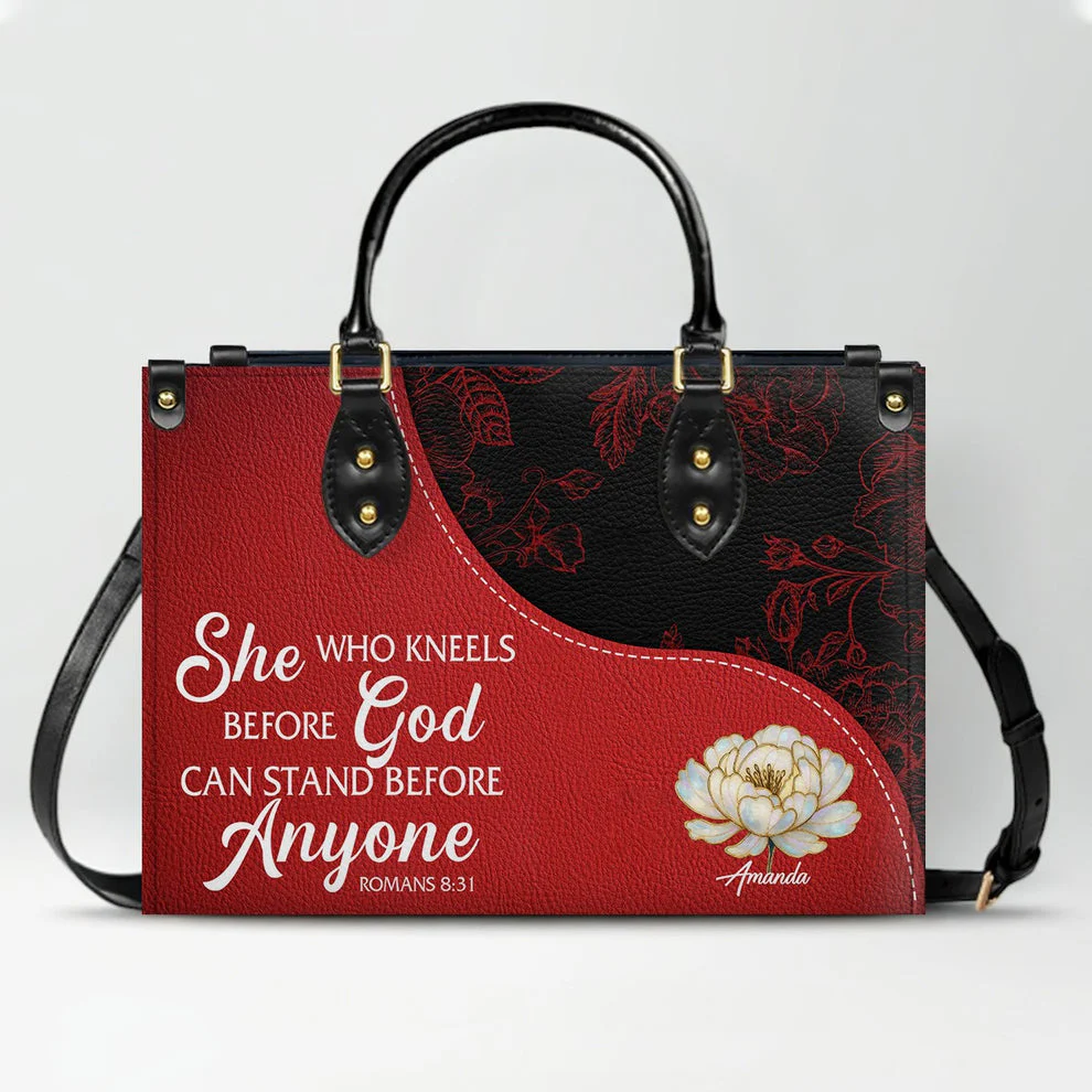 Blessed Is The One Who Trust In The Lord - Personalized Red Leather Handbag with Custom Name - Gift For Her HL128 - Image 3