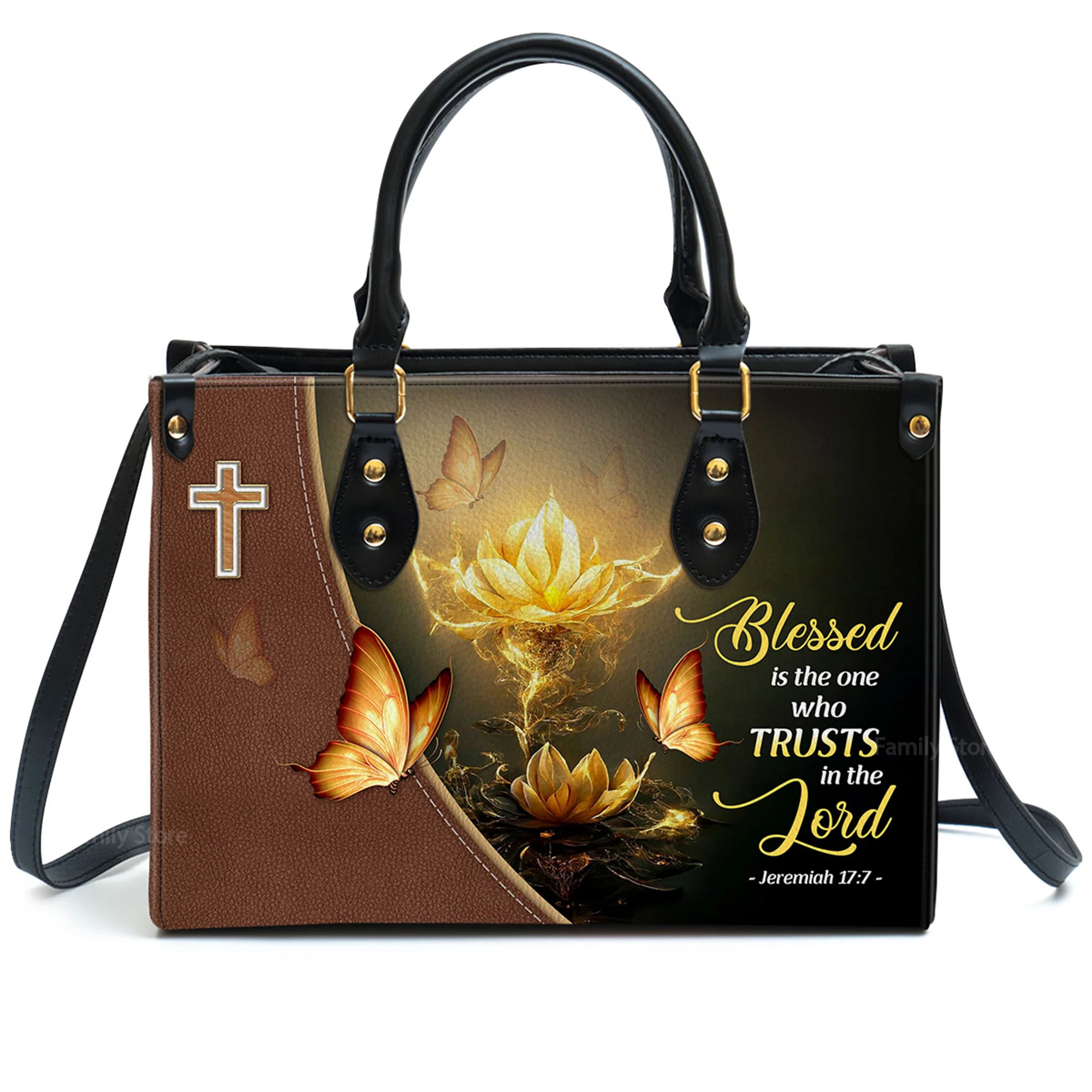 Blessed Is The One Who Trusts In The Lord Jeremiah 17:7 - Thoughtful Gift For Christians - Personalized Leather Handbag With Handle - AT4080842 - Image 2