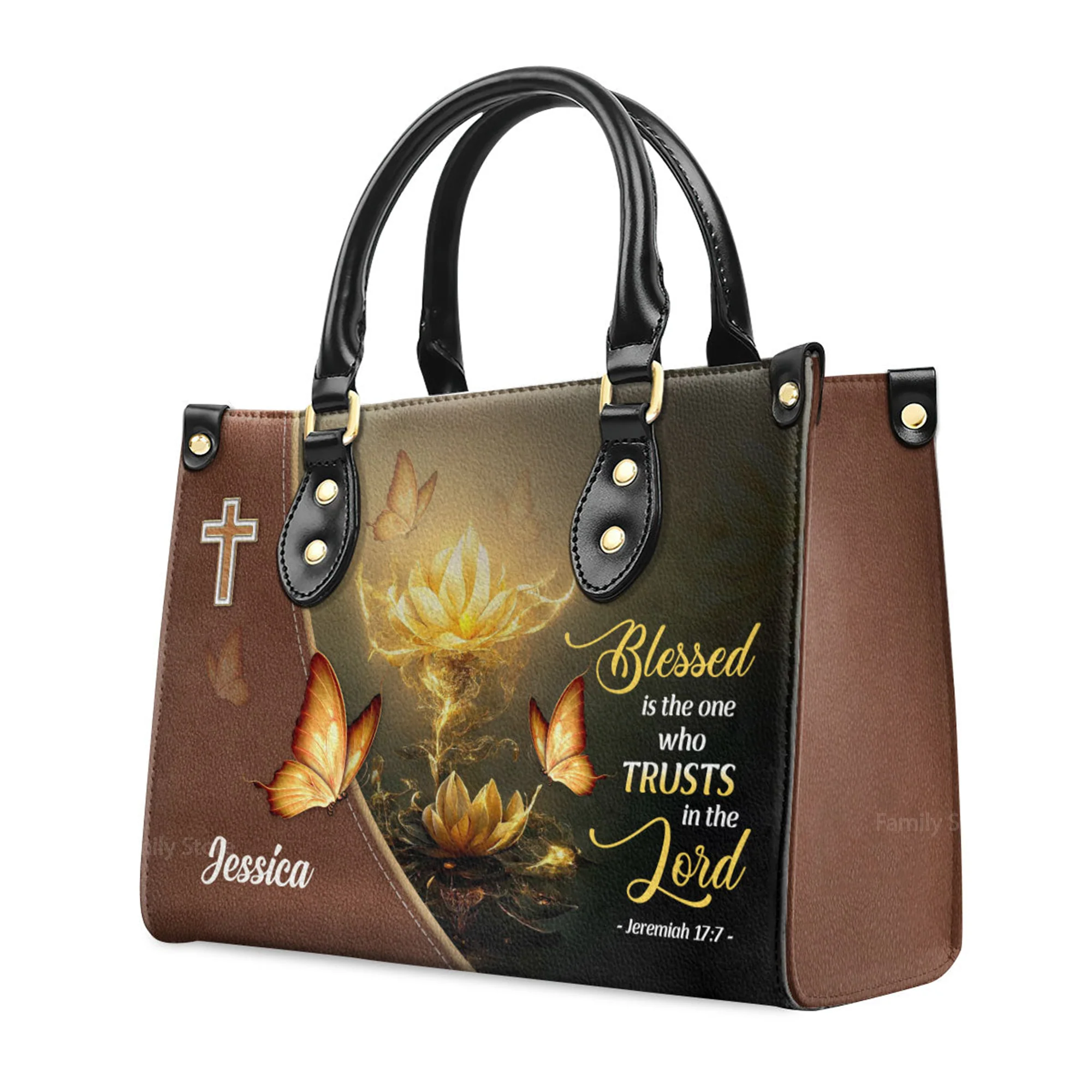 Blessed Is The One Who Trusts In The Lord Jeremiah 17:7 - Thoughtful Gift For Christians - Personalized Leather Handbag With Handle - AT4080842 - Image 3