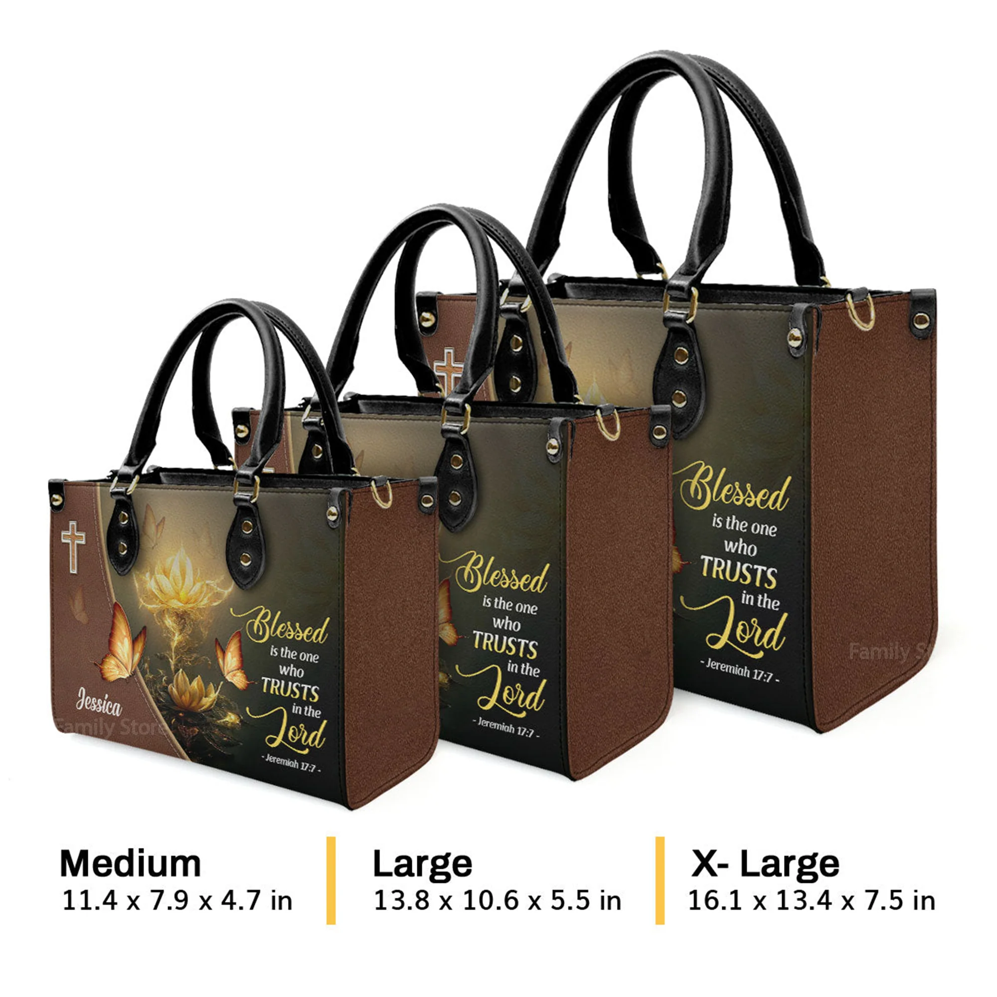 Blessed Is The One Who Trusts In The Lord Jeremiah 17:7 - Thoughtful Gift For Christians - Personalized Leather Handbag With Handle - AT4080842 - Image 4