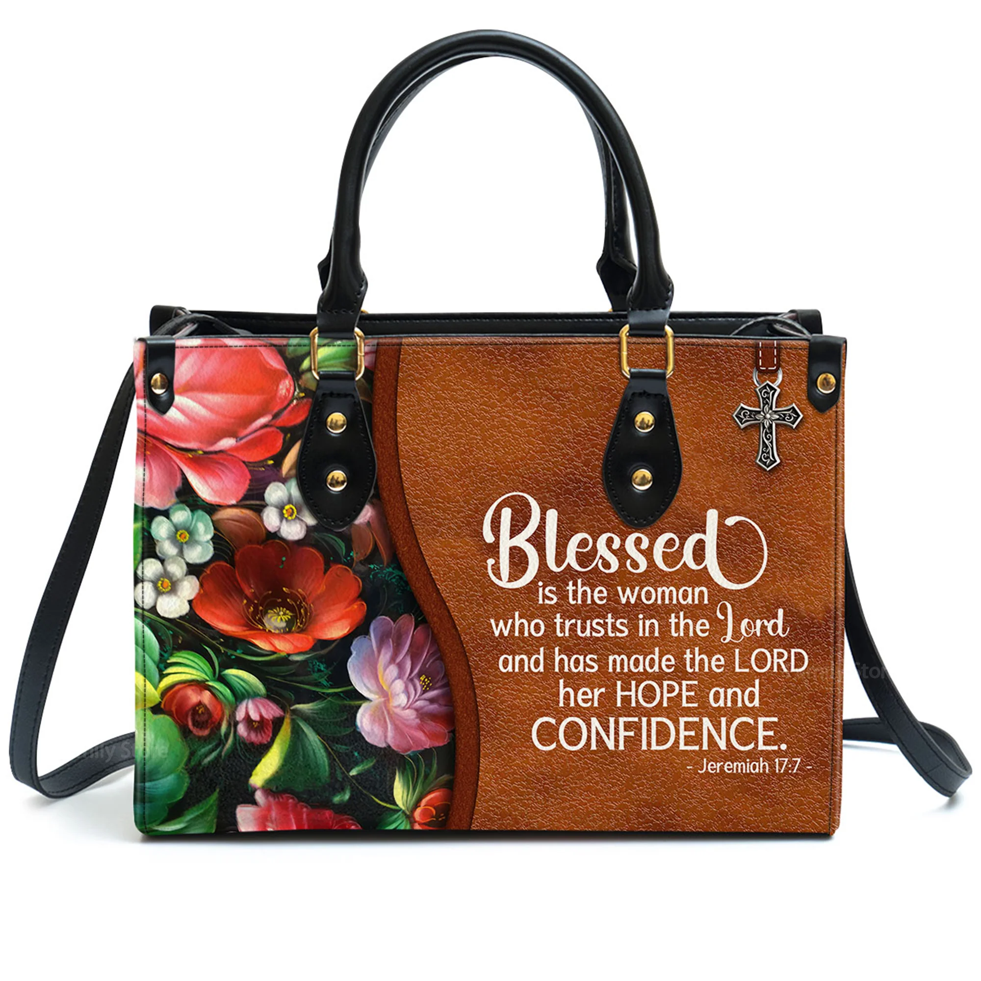 Blessed Is The Woman Who Trusts In The Lord - Thoughtful Gift For Christians - Personalized Leather Handbag With Handle - AT4080730 - Image 2