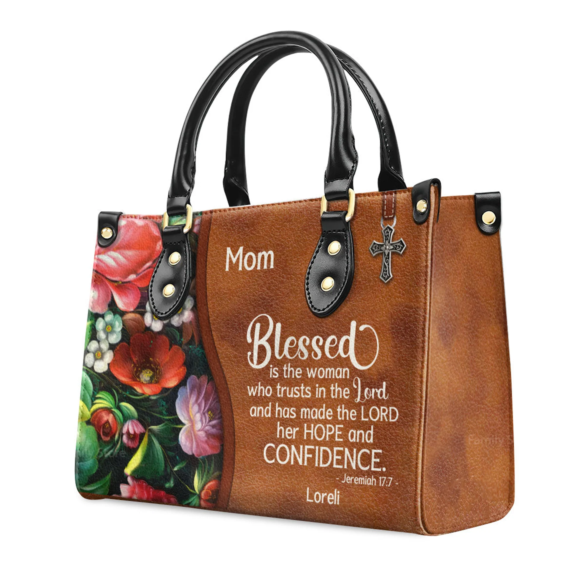 Blessed Is The Woman Who Trusts In The Lord - Thoughtful Gift For Christians - Personalized Leather Handbag With Handle - AT4080730 - Image 3