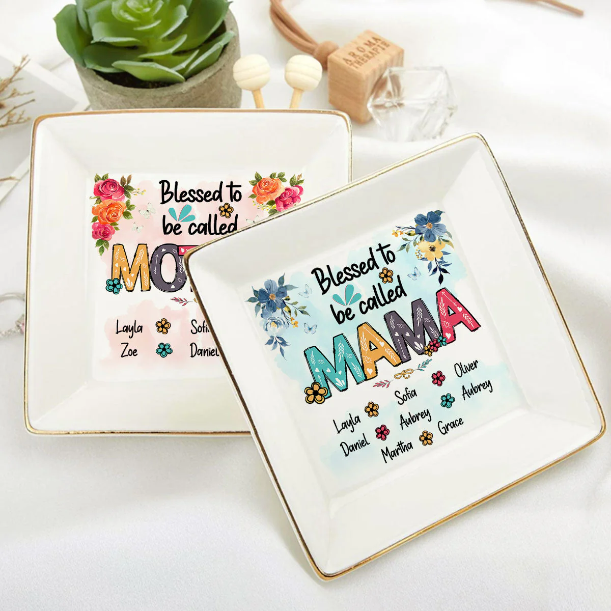 Blessed To Be Called Grandma - Personalized Jewelry Dish - Gift For Grandma, Mom, Girlfriend, Wife, Bestie, Sister - NH96 - Image 6