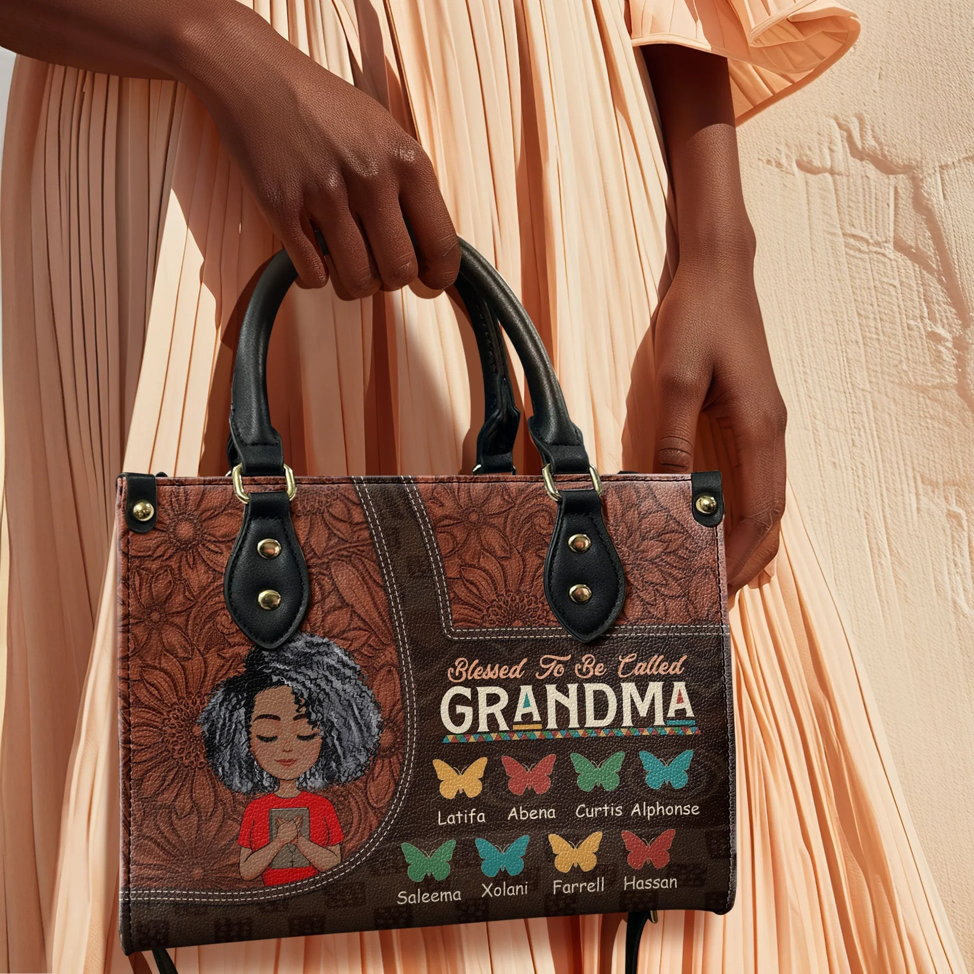 Blessed To Be Called - Personalized Leather Handbag - Gift For Grandma, Mom, Mother's Day | CLGOD05 HD95 - Image 2