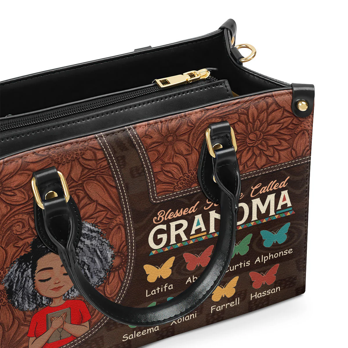 Blessed To Be Called - Personalized Leather Handbag - Gift For Grandma, Mom, Mother's Day | CLGOD05 HD95 - Image 3