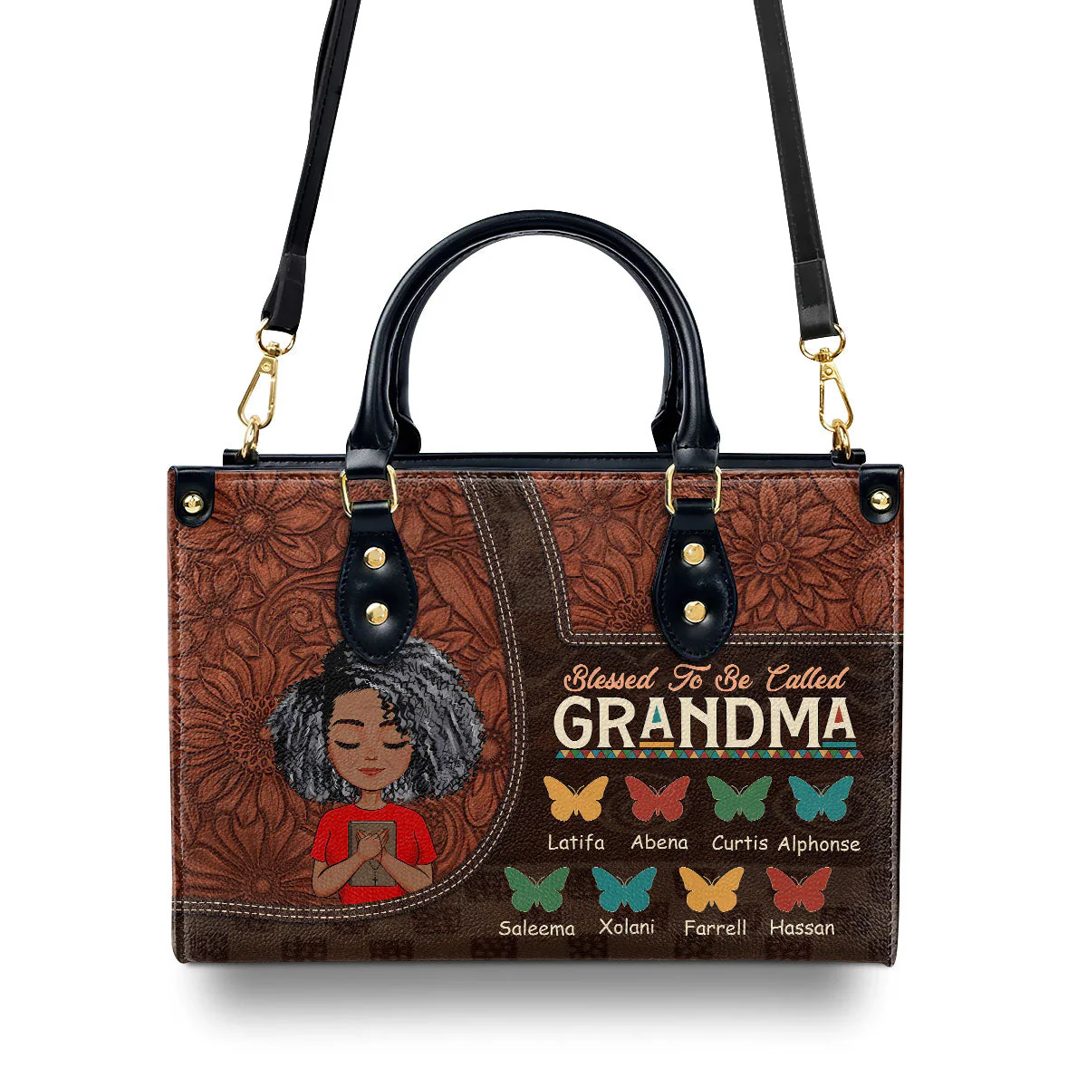 Blessed To Be Called - Personalized Leather Handbag - Gift For Grandma, Mom, Mother's Day | CLGOD05 HD95 - Image 4