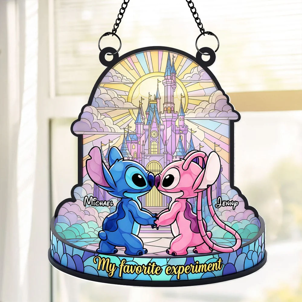 Blue Monster Couple - Personalized Window Hanging Suncatcher - Gifts For Couples, Husband, Wife - Image 2