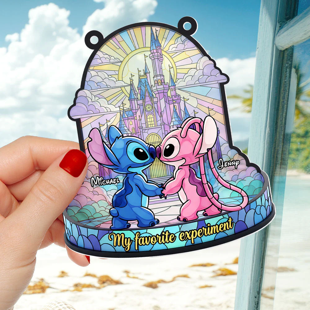 Blue Monster Couple - Personalized Window Hanging Suncatcher - Gifts For Couples, Husband, Wife - Image 3