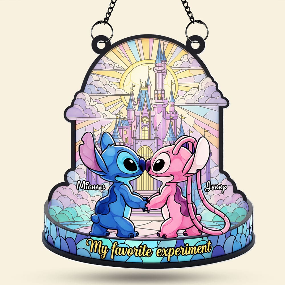 Blue Monster Couple - Personalized Window Hanging Suncatcher - Gifts For Couples, Husband, Wife - Image 4