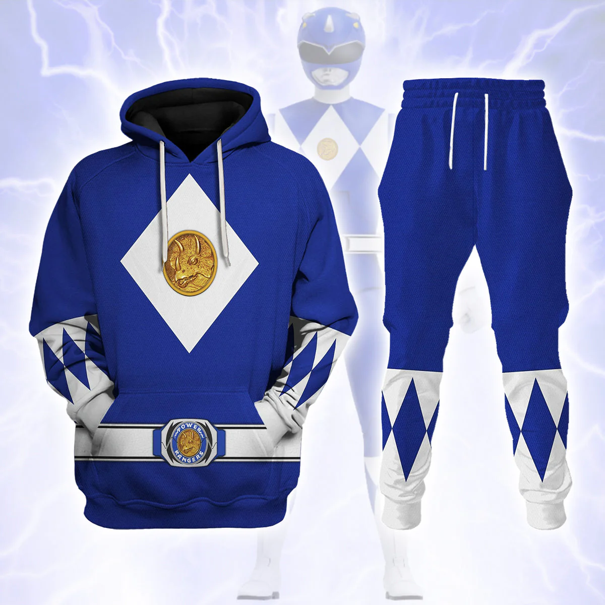 Blue Ranger Mighty Morphin The Movie (1995) C1 - Hoodie Set, Sweatshirt, Sweatpants