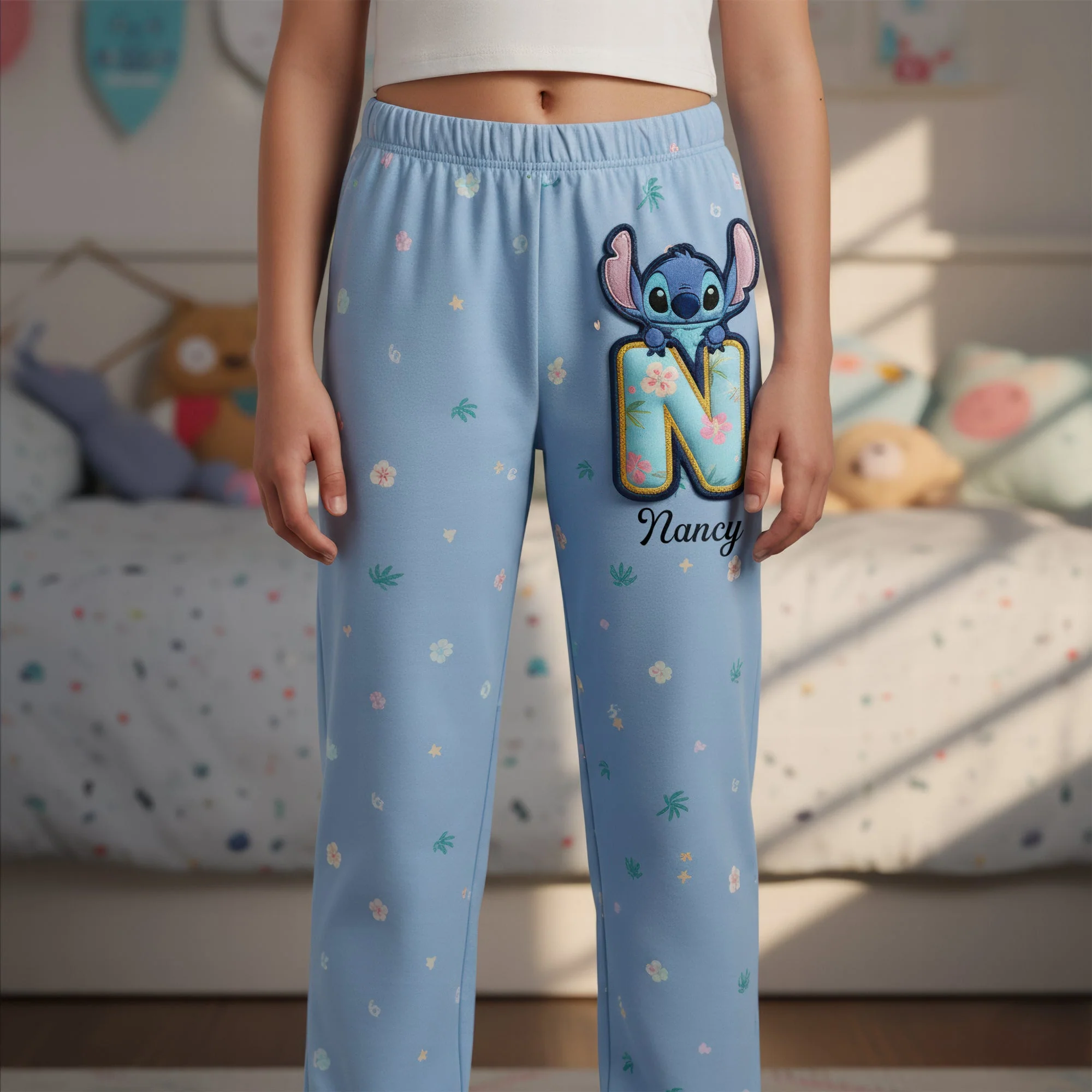 Blue Sti With Alphabet - Personalized Pajama Pants - Gift For Fan Movies HH01