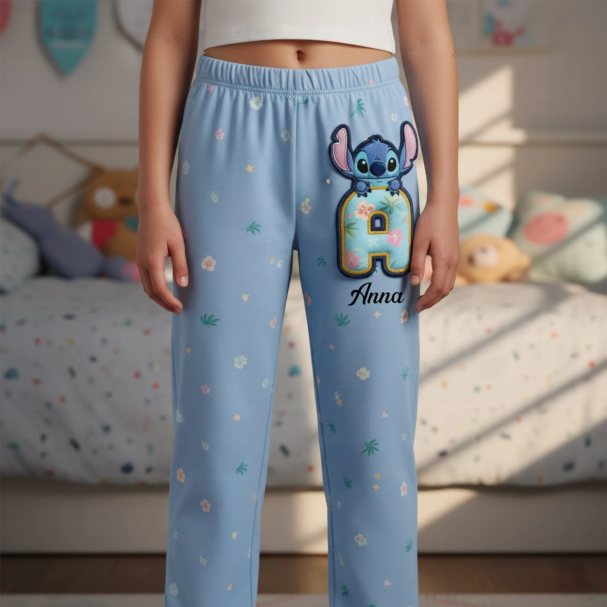 Blue Sti With Alphabet - Personalized Pajama Pants - Gift For Fan Movies HH01 - Image 2