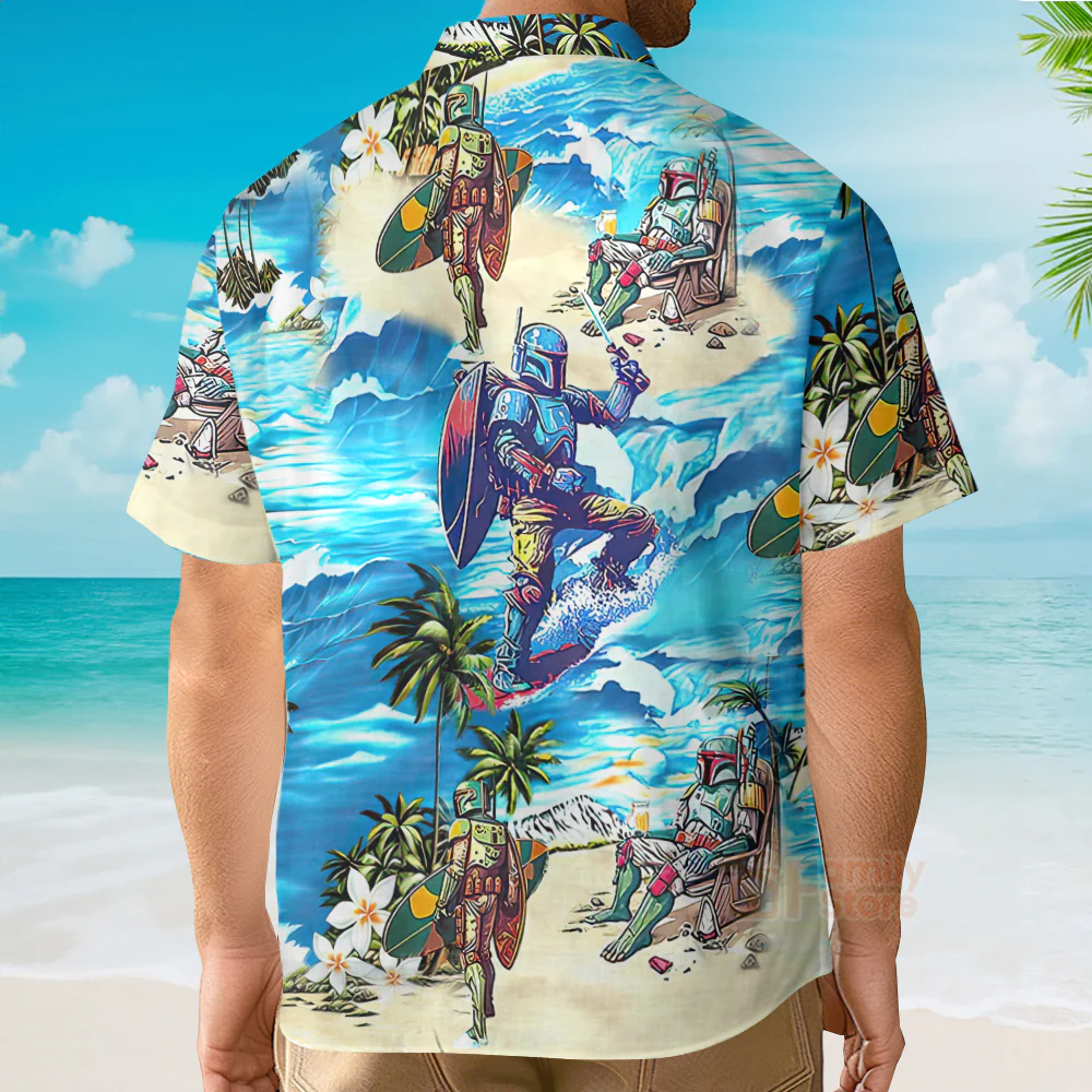 Boba Fett Stwa Surfing - Hawaiian Shirt For Men, Women, Kids - Image 4