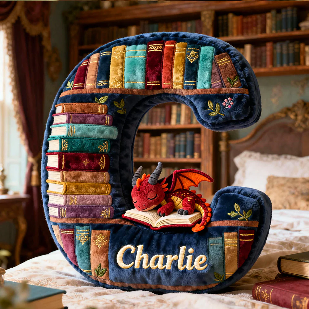 Book Dragon With Alphabet - Personalized Custom Shape Pillow - Christmas Gift For Book Lovers HH01 - Image 3