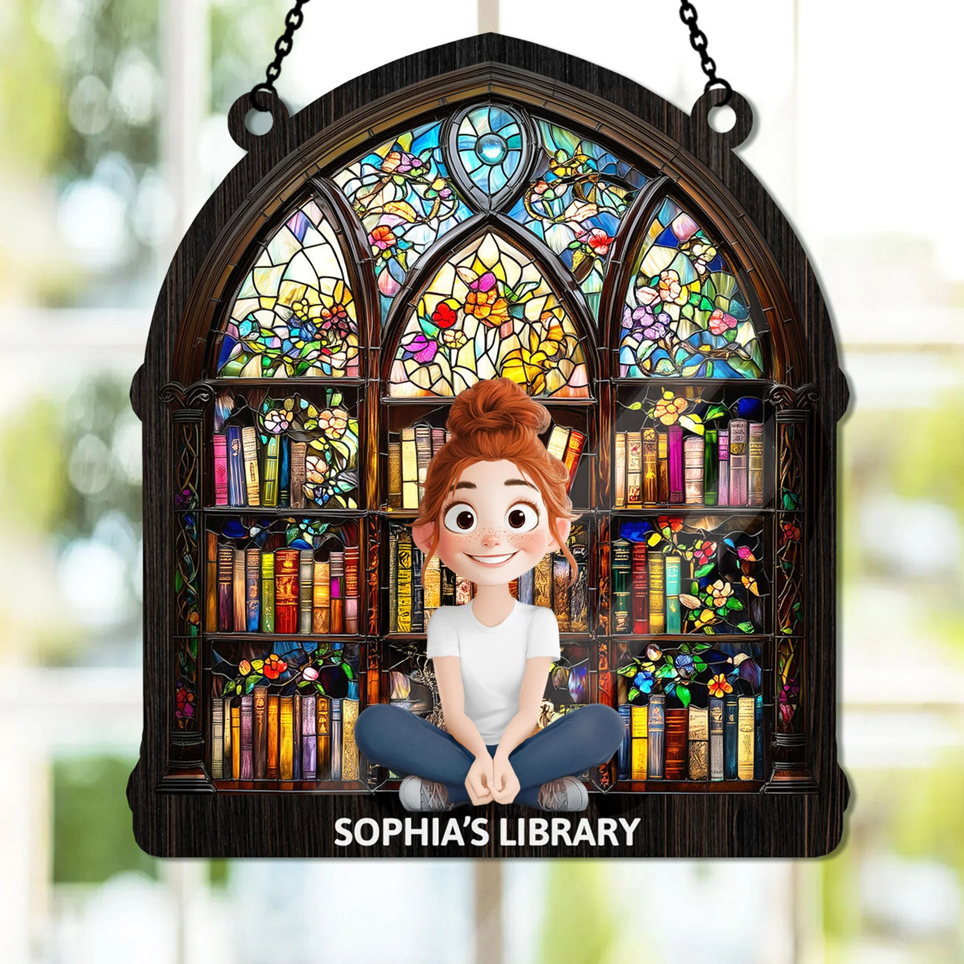 Book Lovers' Haven - Personalized Window Hanging Suncatcher | CLP15.Ver1
