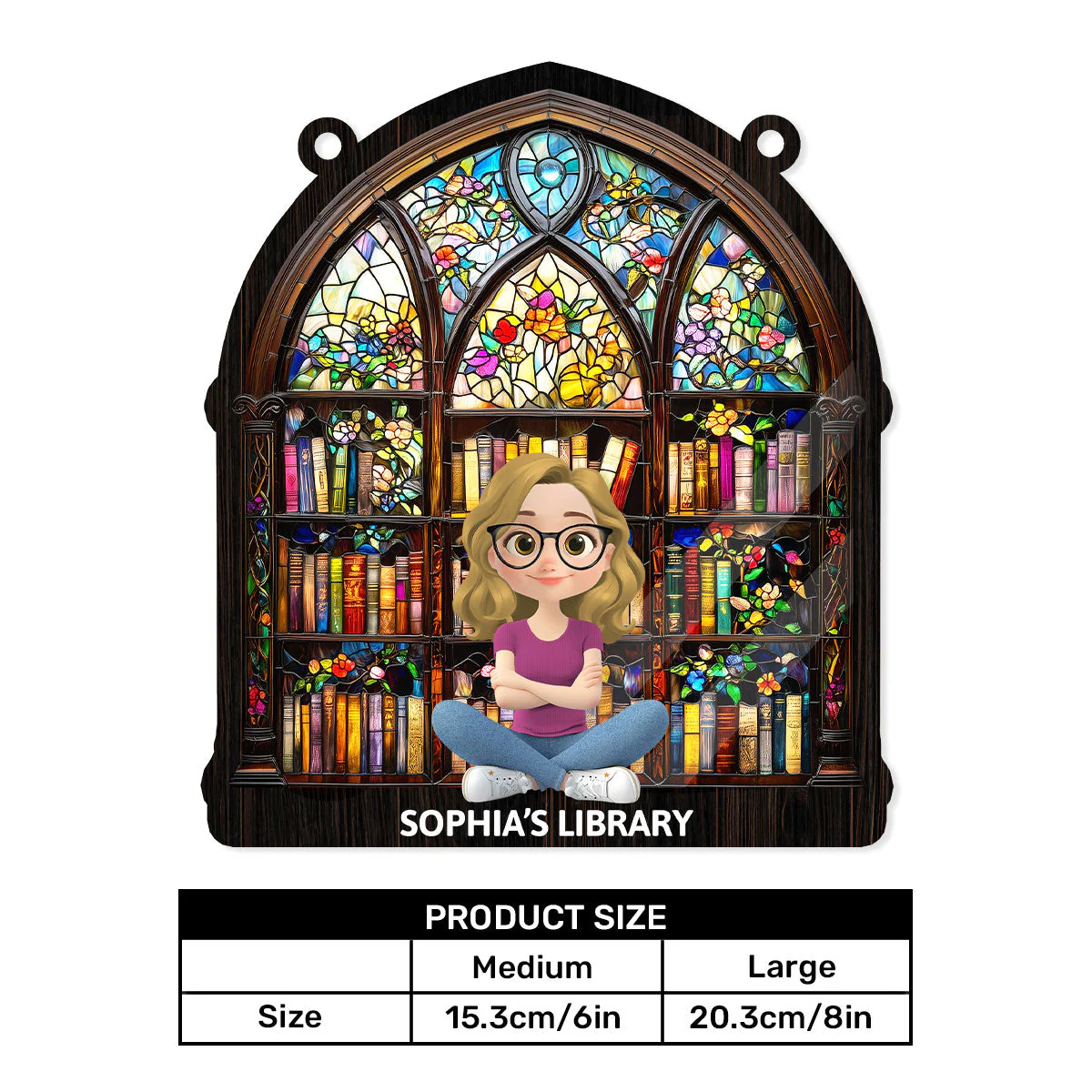 Book Lovers' Haven - Personalized Window Hanging Suncatcher | CLP15.Ver1 - Image 6