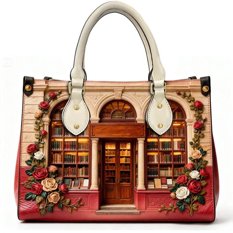 Book Store Theme - Personalized Leather Bag - Gift For Her, Book Lovers NL122 - Image 5