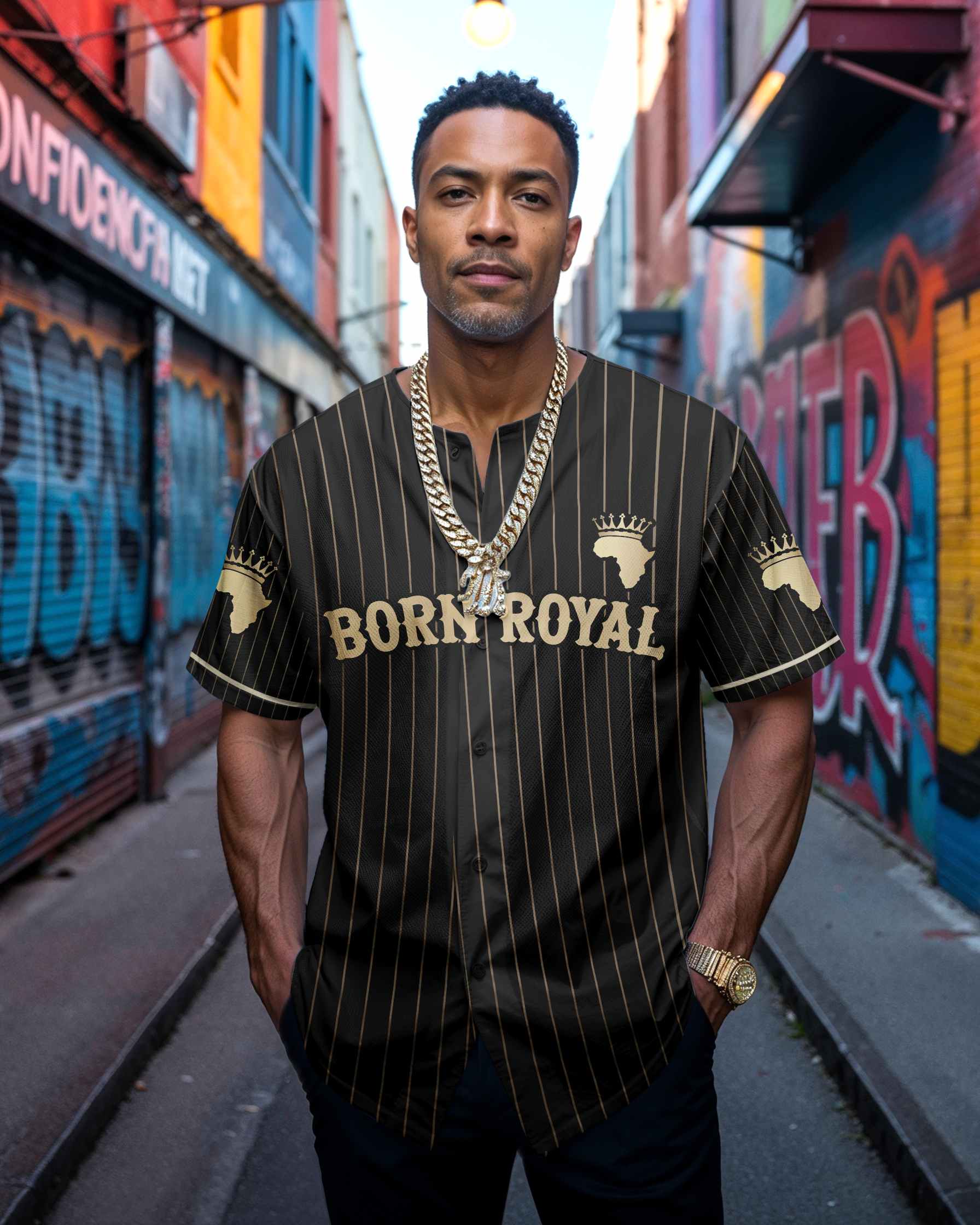 Born Royal - African American Baseball Jersey - Gift for Black Dad, Grandpa, Husband - Image 2