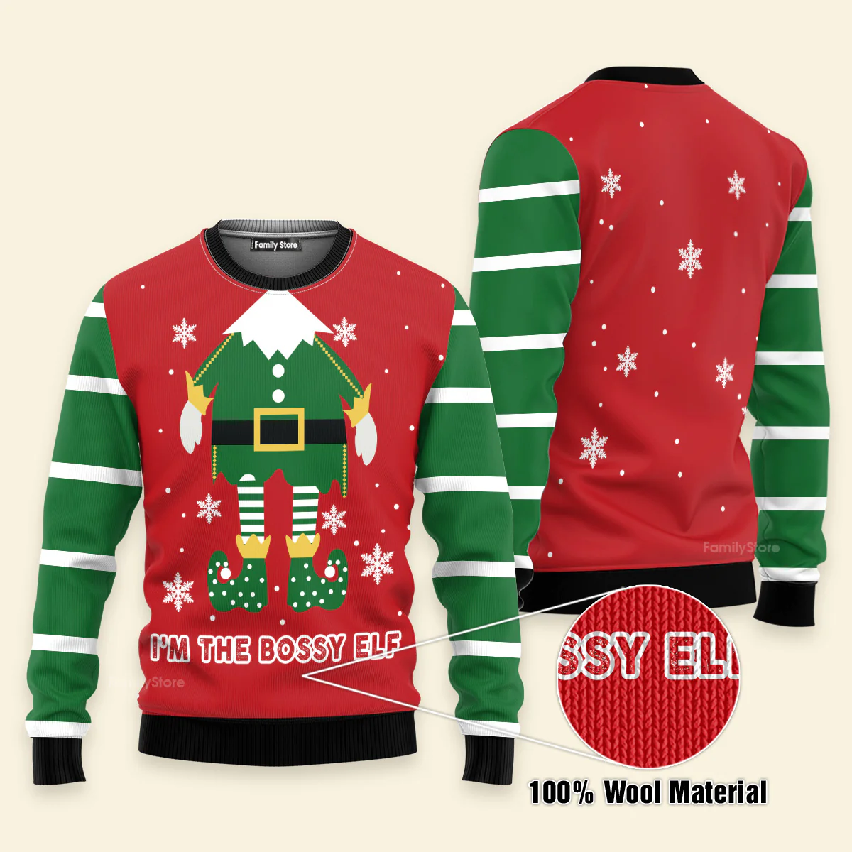 Bossy Elf - Funny Ugly Christmas Sweater For Men And Women - Image 4