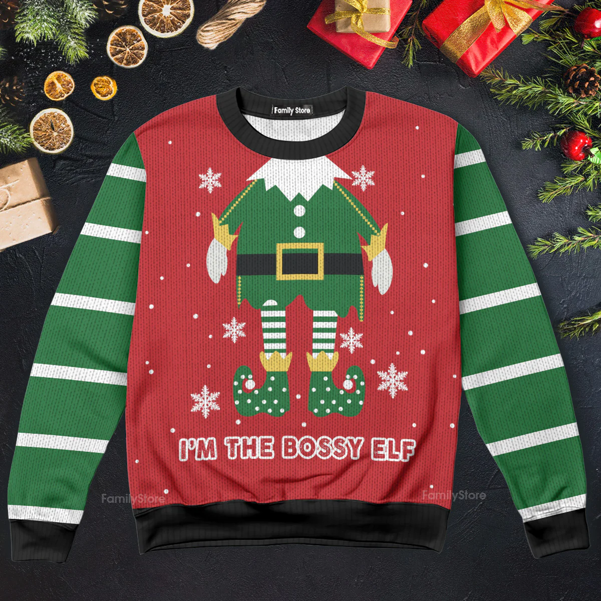 Bossy Elf - Funny Ugly Christmas Sweater For Men And Women - Image 5