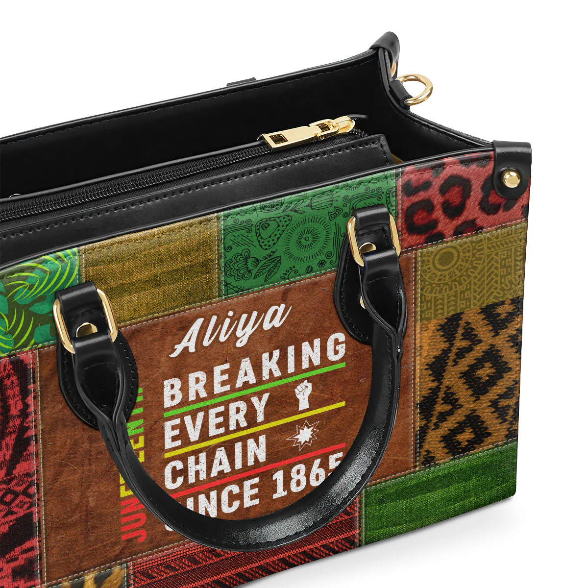 Breaking Every Chain 1865 - Personalized Juneteenth Leather Handbag - Gift For Black Pride, Her HD95 - Image 3