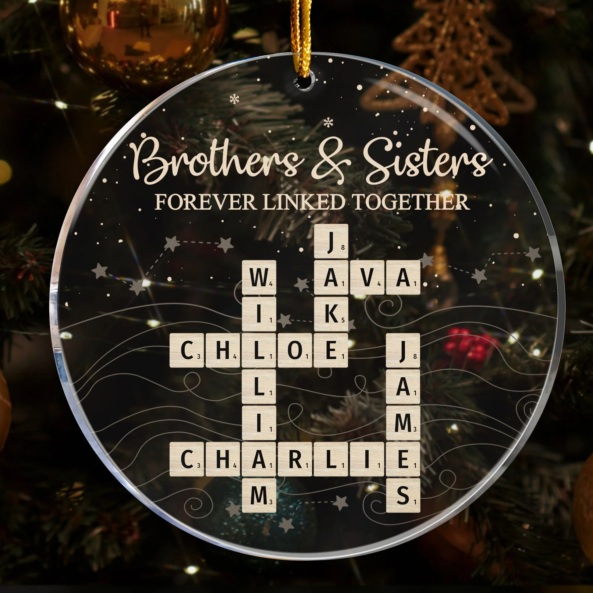 Brothers & Sisters Forever Linked Together - Personalized Acrylic Ornament - Christmas Gift For Family NL122