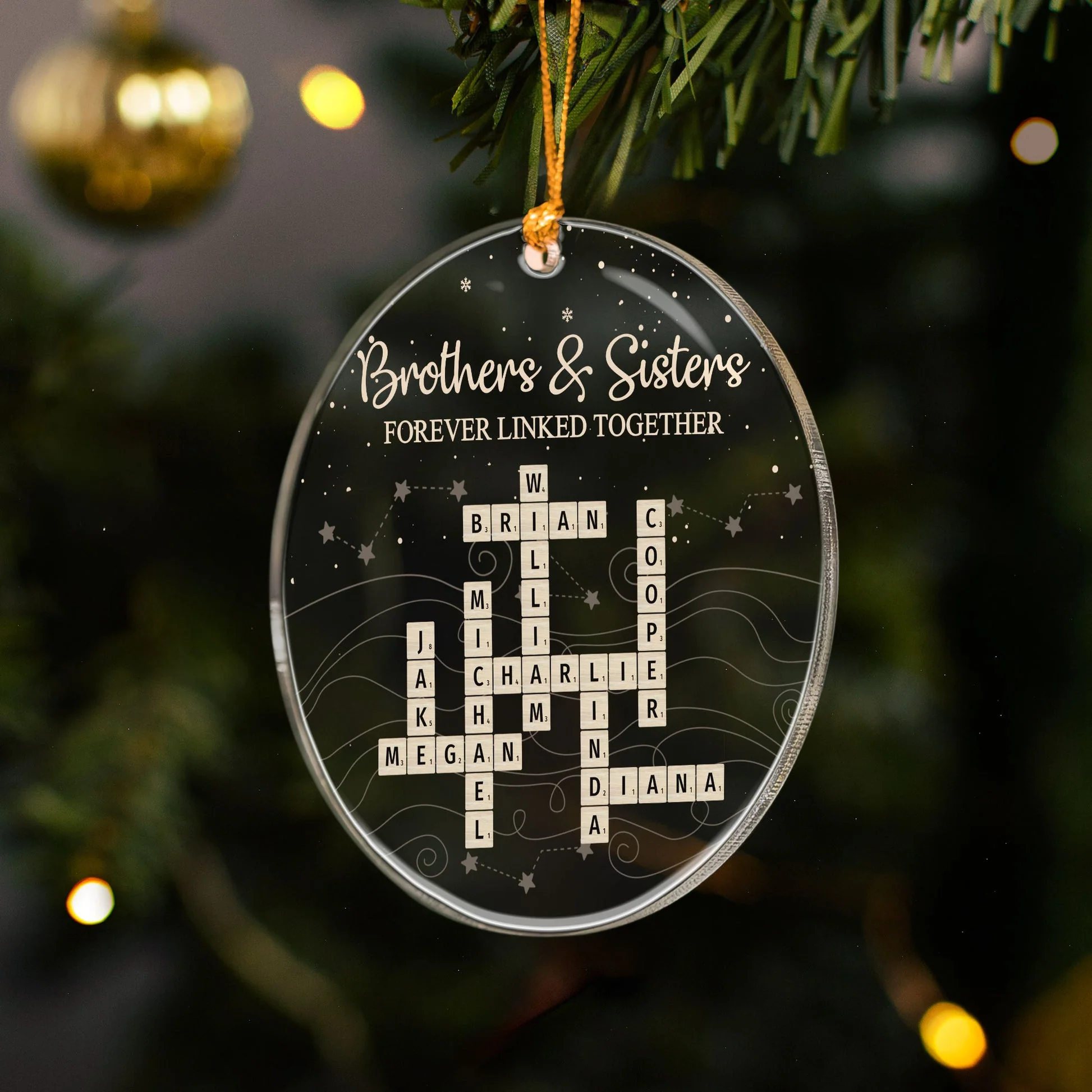 Brothers & Sisters Forever Linked Together - Personalized Acrylic Ornament - Christmas Gift For Family NL122 - Image 3