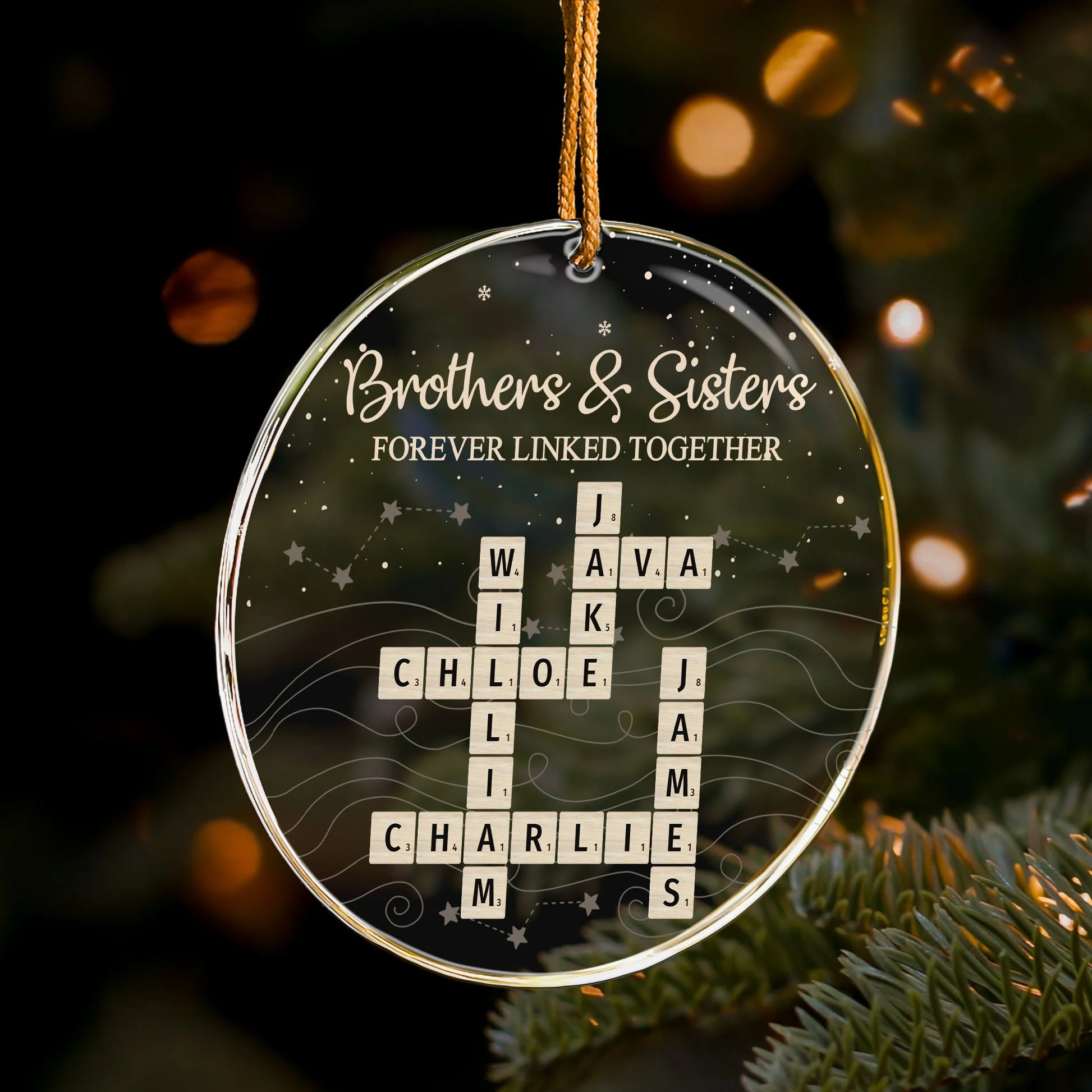 Brothers & Sisters Forever Linked Together - Personalized Acrylic Ornament - Christmas Gift For Family NL122 - Image 4