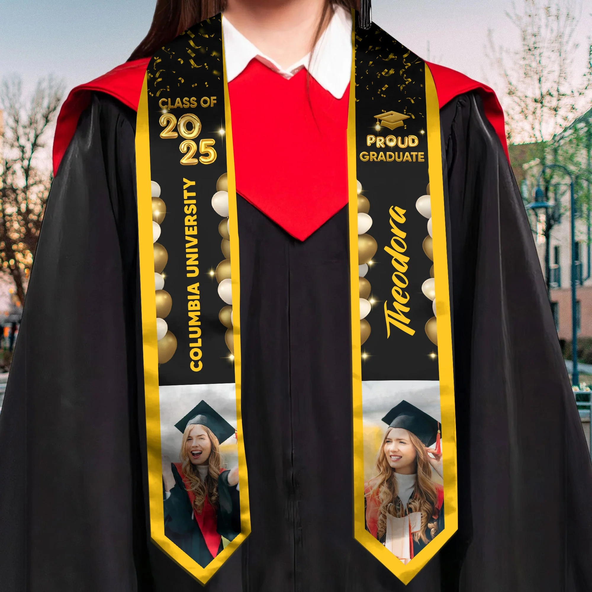 Bubble Color Pround Graduate - Personalized Graduation Stoles - Graduation Gift, Senior Gift | Custom Photo NH96