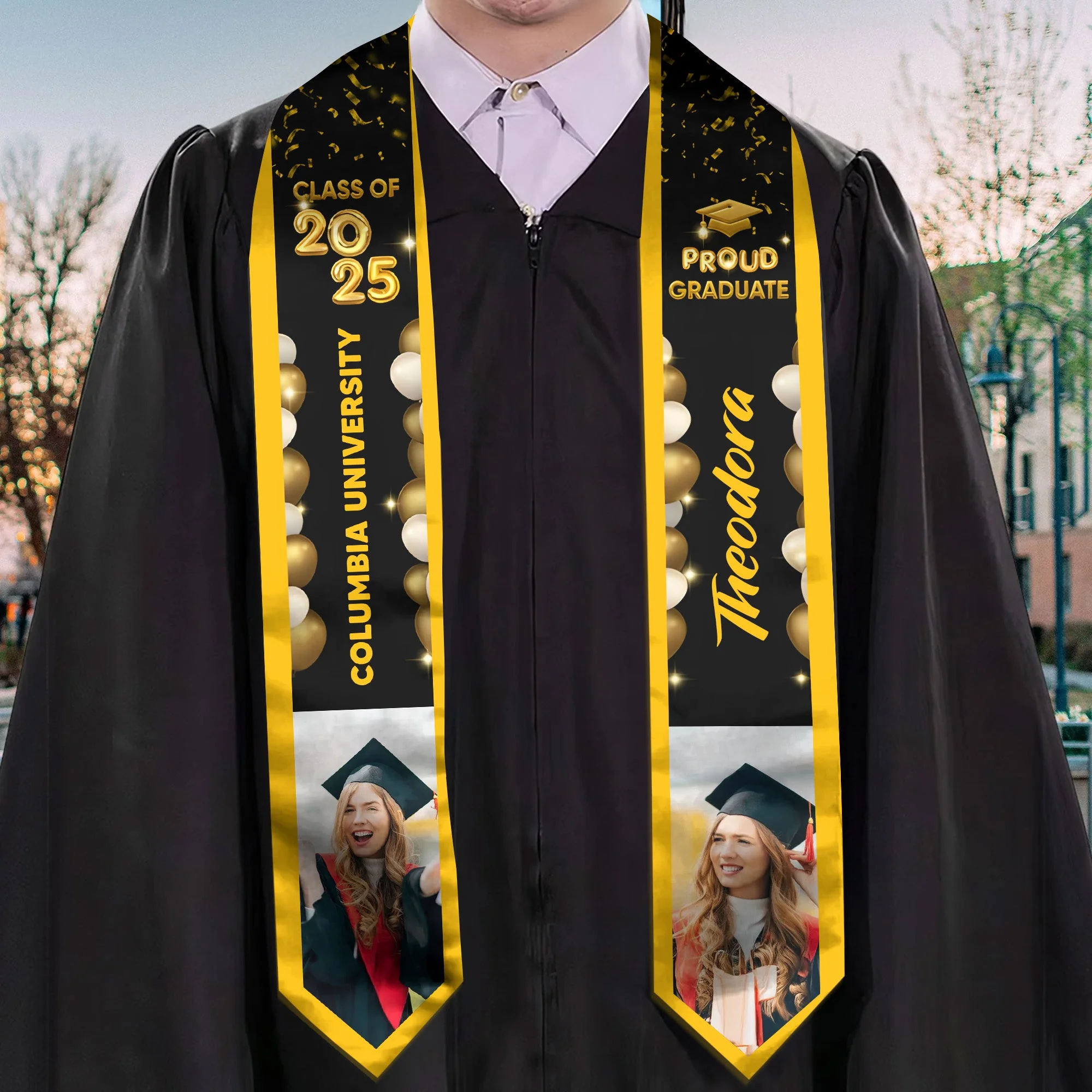 Bubble Color Pround Graduate - Personalized Graduation Stoles - Graduation Gift, Senior Gift | Custom Photo NH96 - Image 2