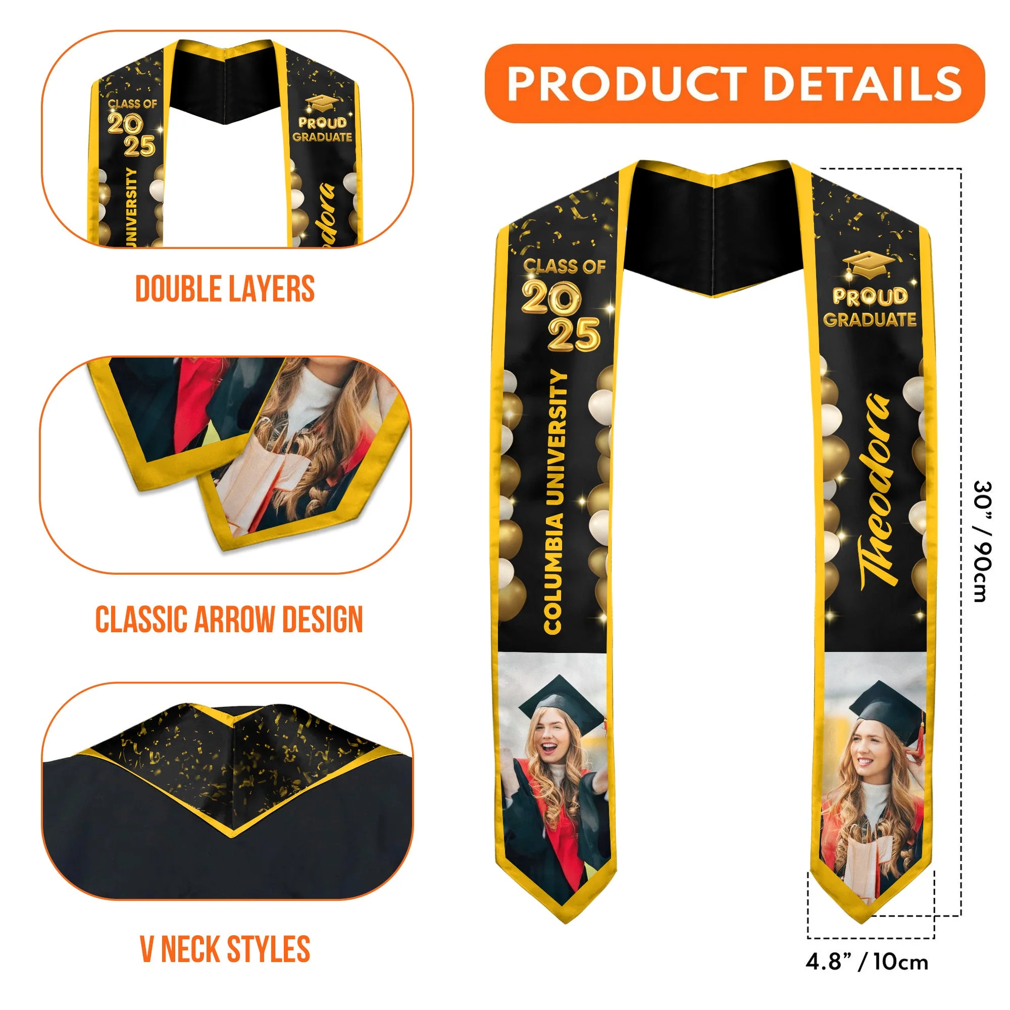 Bubble Color Pround Graduate - Personalized Graduation Stoles - Graduation Gift, Senior Gift | Custom Photo NH96 - Image 5