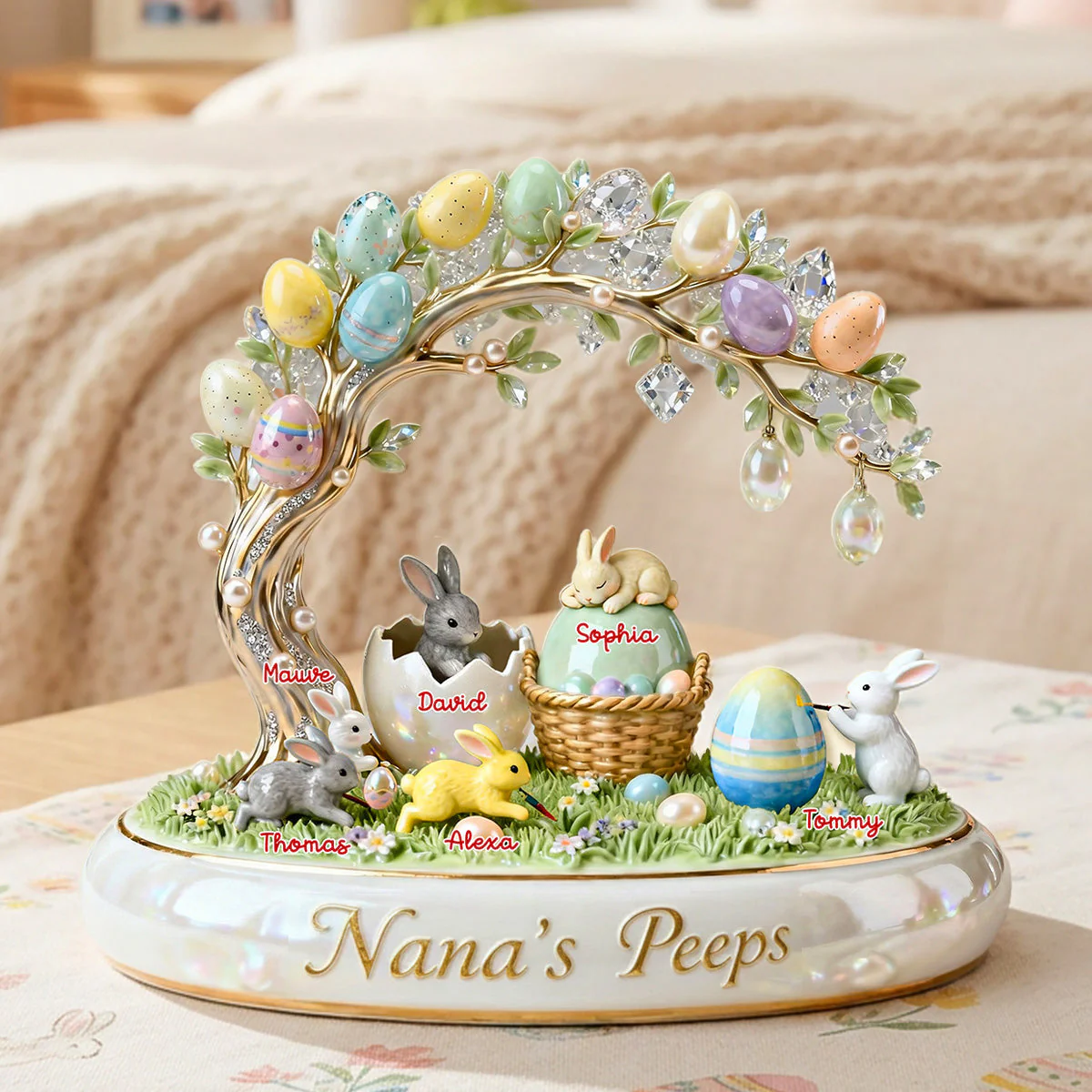 Bunny Under Easter Tree - Personalized Custom Shaped Acrylic Plaque - Gift For Grandma, Mom NL122