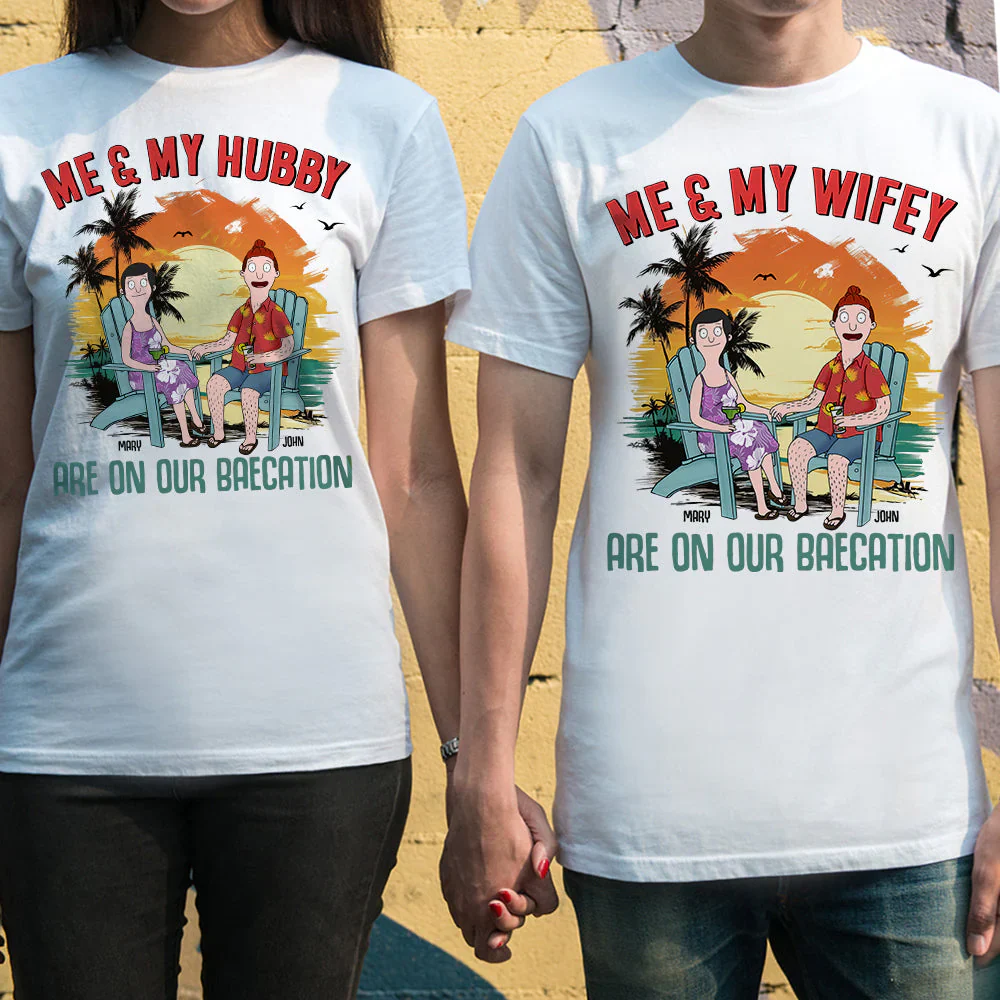 Burger Couple Beach Vacation - Personalized Shirt - Gift For Couple, Husband Wife, Anniversary | CL55 - Image 3