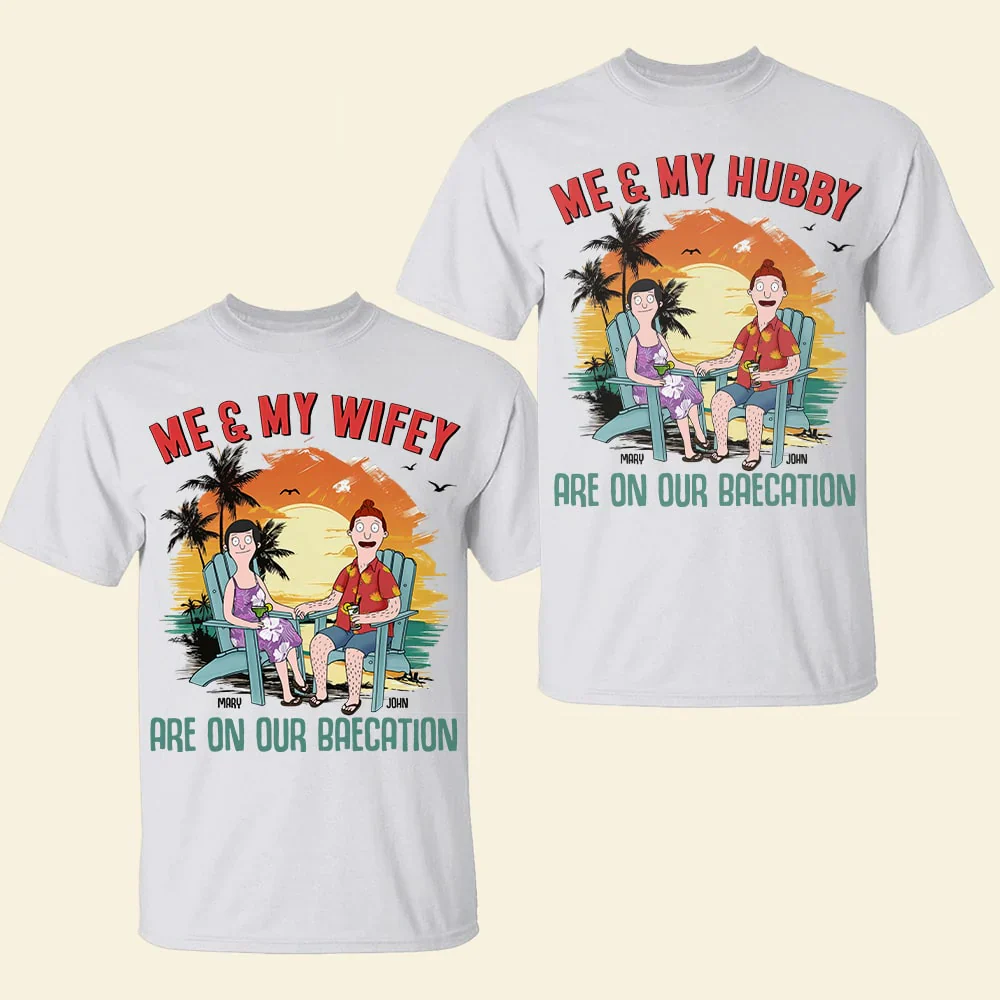 Burger Couple Beach Vacation - Personalized Shirt - Gift For Couple, Husband Wife, Anniversary | CL55 - Image 4