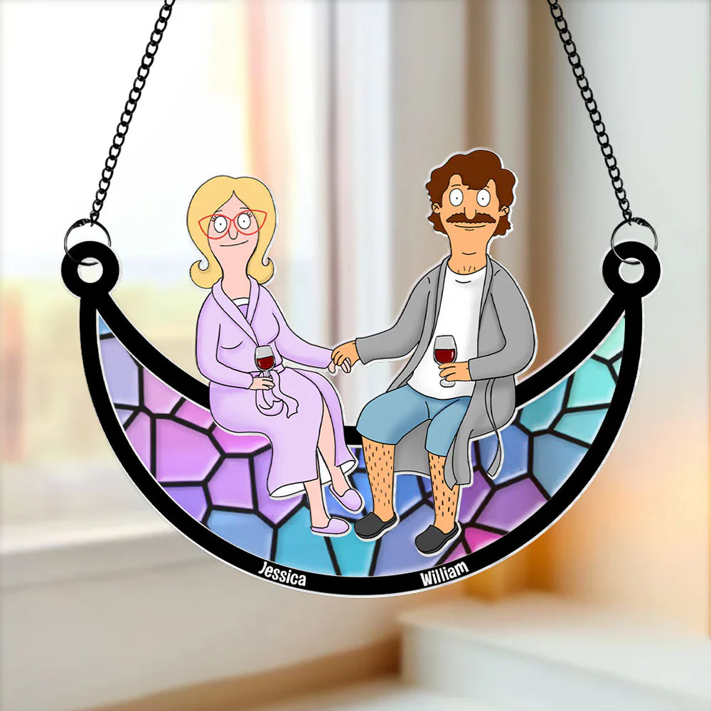 Burger Couple I Love You Forever - Personalized Window Hanging Suncatcher Ornament - Gift For Couple, Husband Wife, Anniversary | CL55 - Image 4