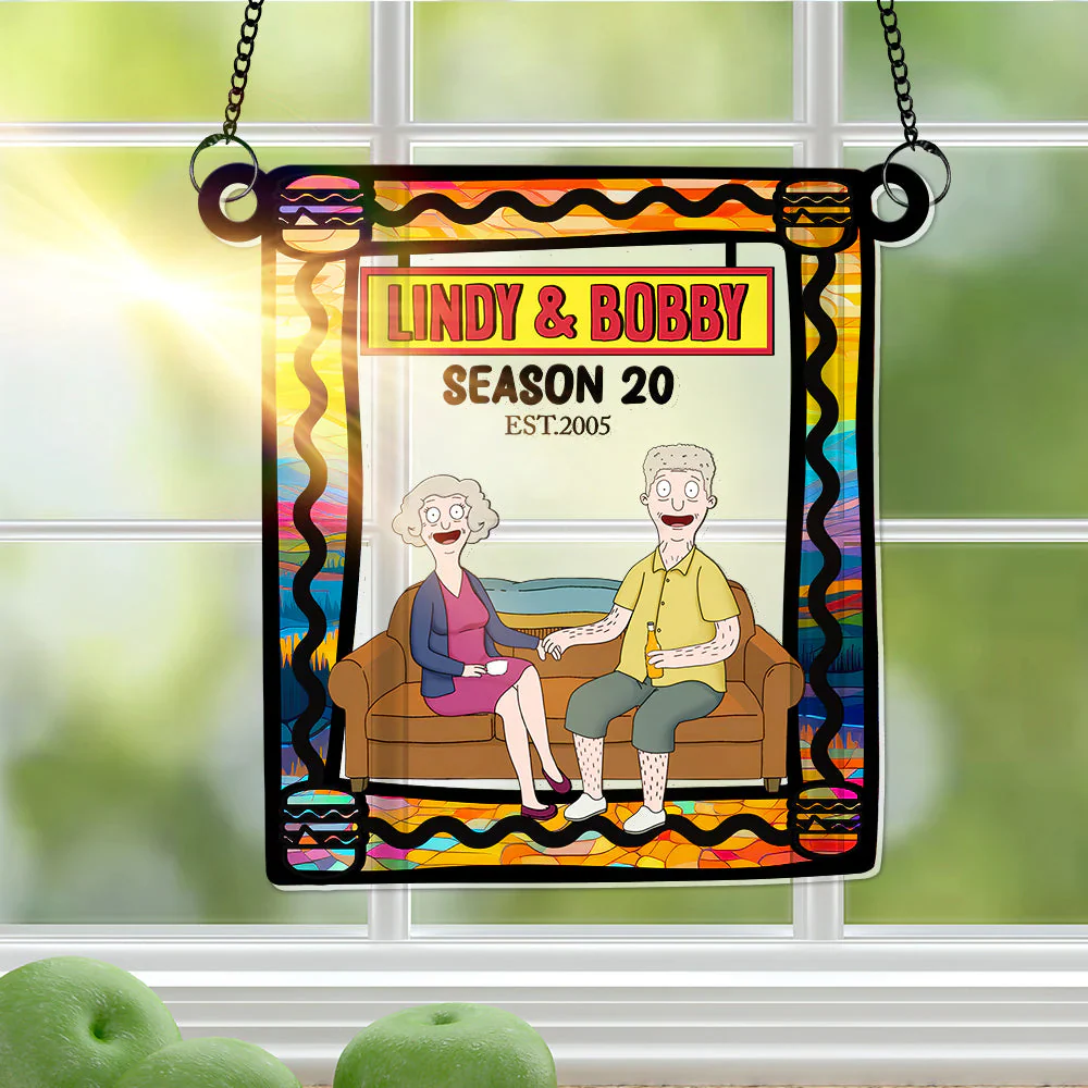 Burger Couple- Personalized Window Hanging Suncatcher Ornament - Gift For Couple, Husband Wife, Anniversary | CL55 - Image 2