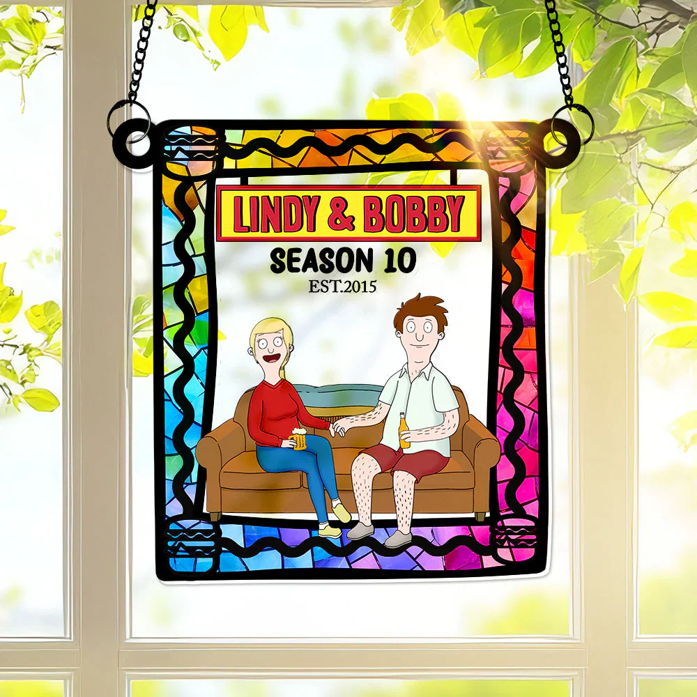 Burger Couple- Personalized Window Hanging Suncatcher Ornament - Gift For Couple, Husband Wife, Anniversary | CL55 - Image 3