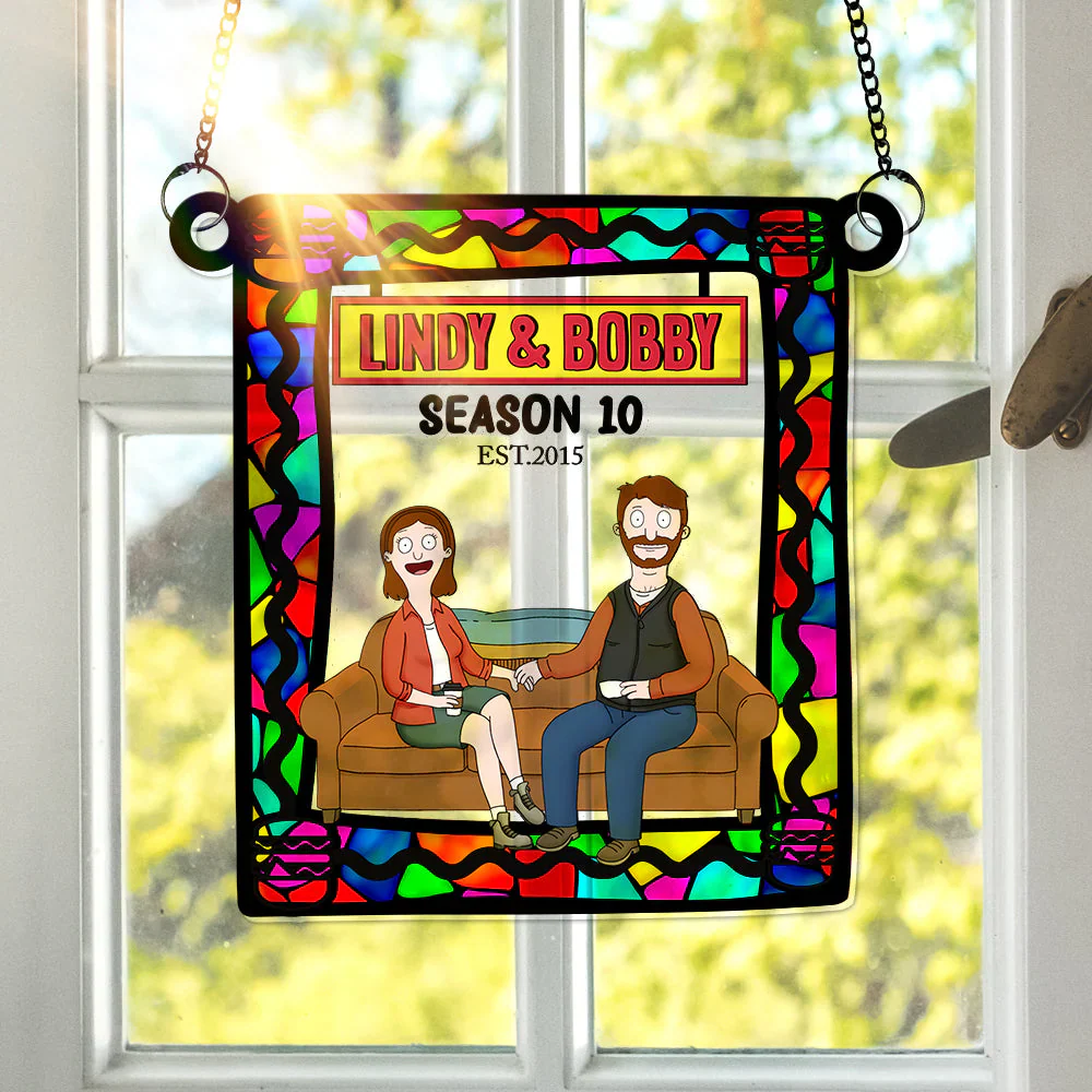 Burger Couple- Personalized Window Hanging Suncatcher Ornament - Gift For Couple, Husband Wife, Anniversary | CL55 - Image 4