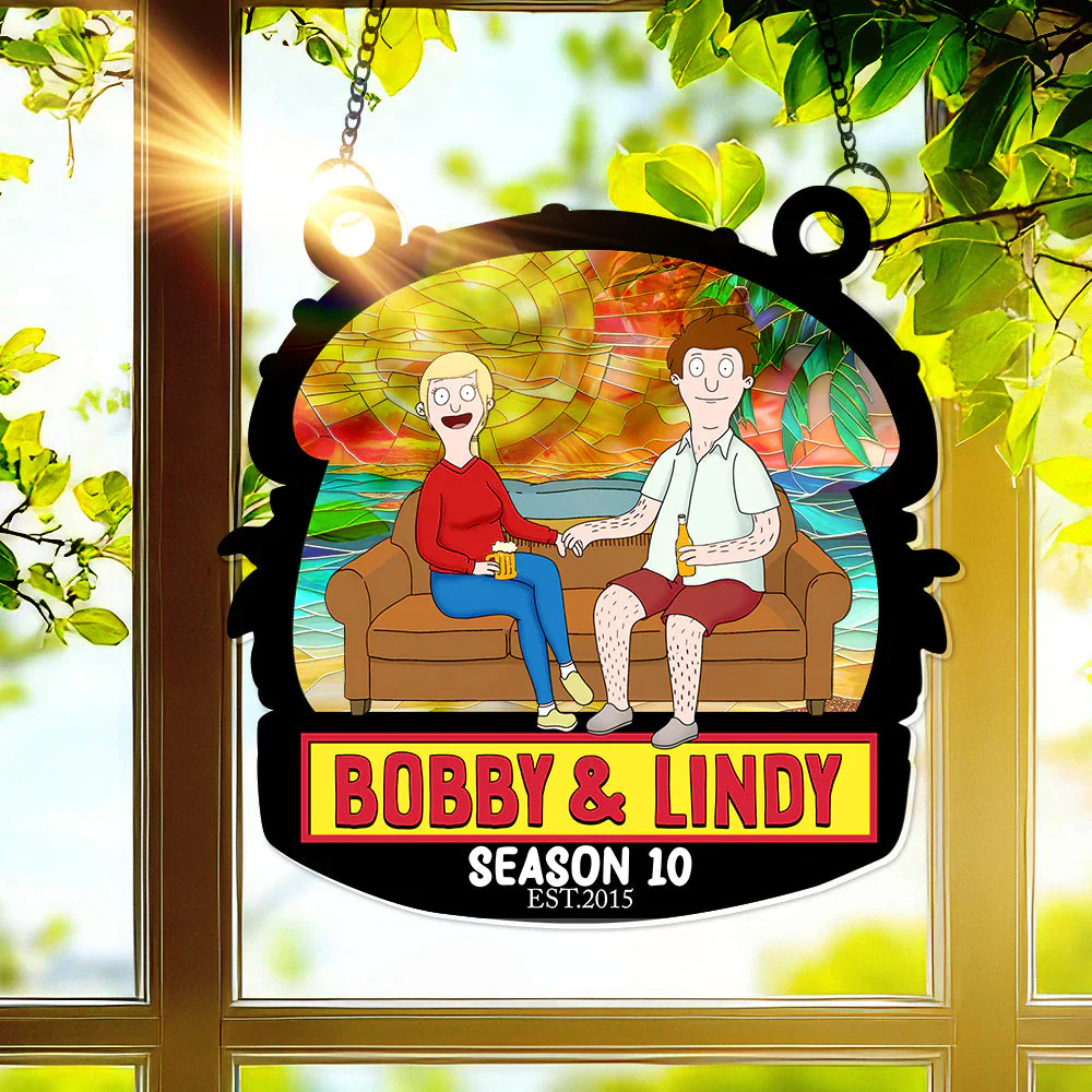 Burger Couple - Personalized Window Hanging Suncatcher Ornament - Gift For Couple, Husband Wife, Anniversary | CL55 PT - Image 2